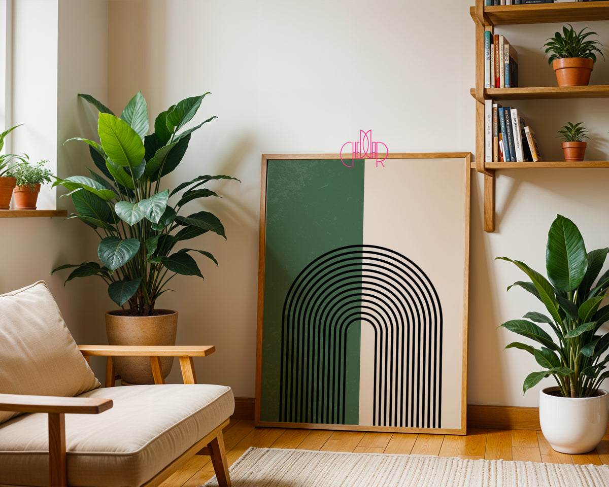 Zestaw Boho Abstract – Green & Black Geometric Arches