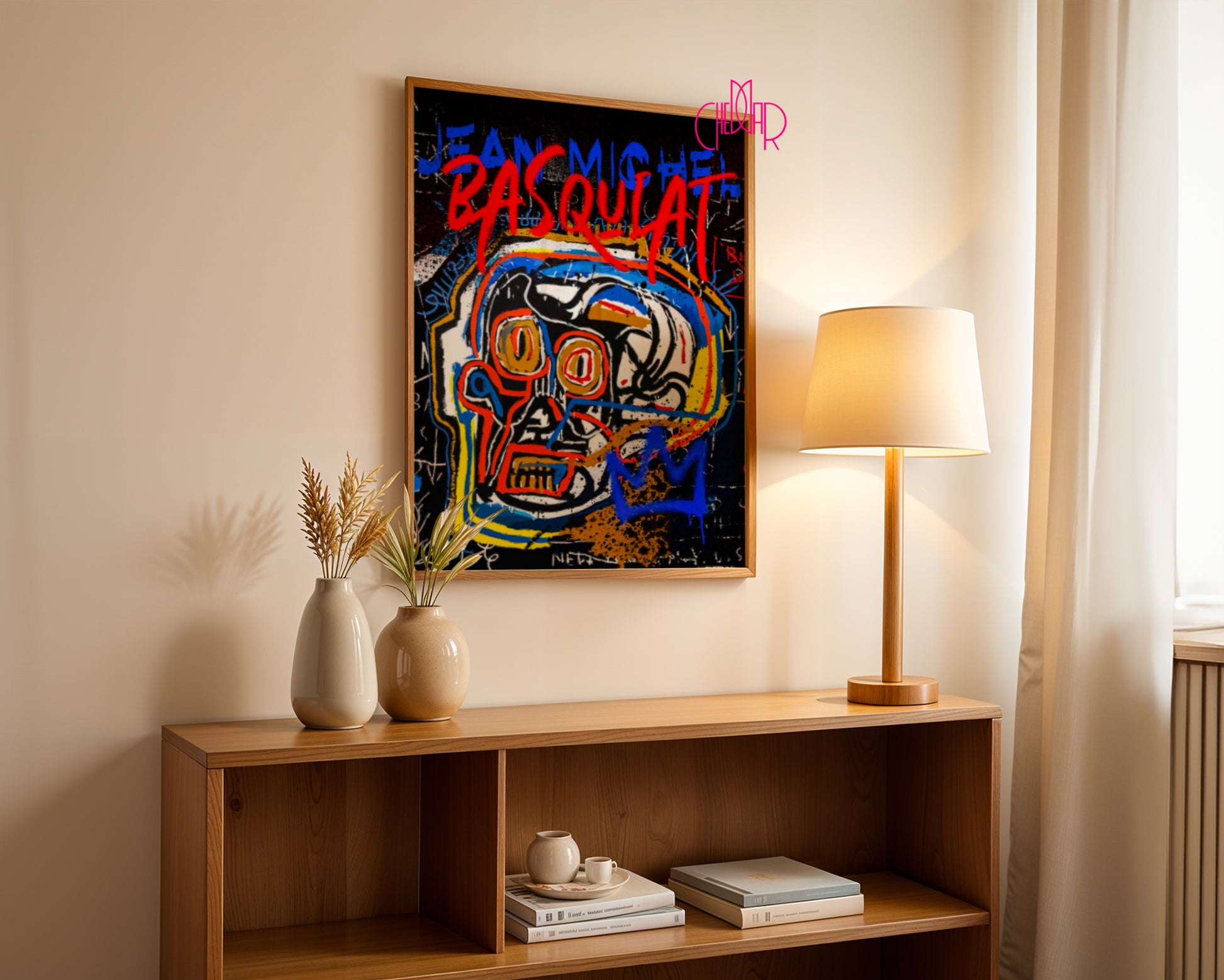 Basquiat – The Neon Skull & Blue Crown