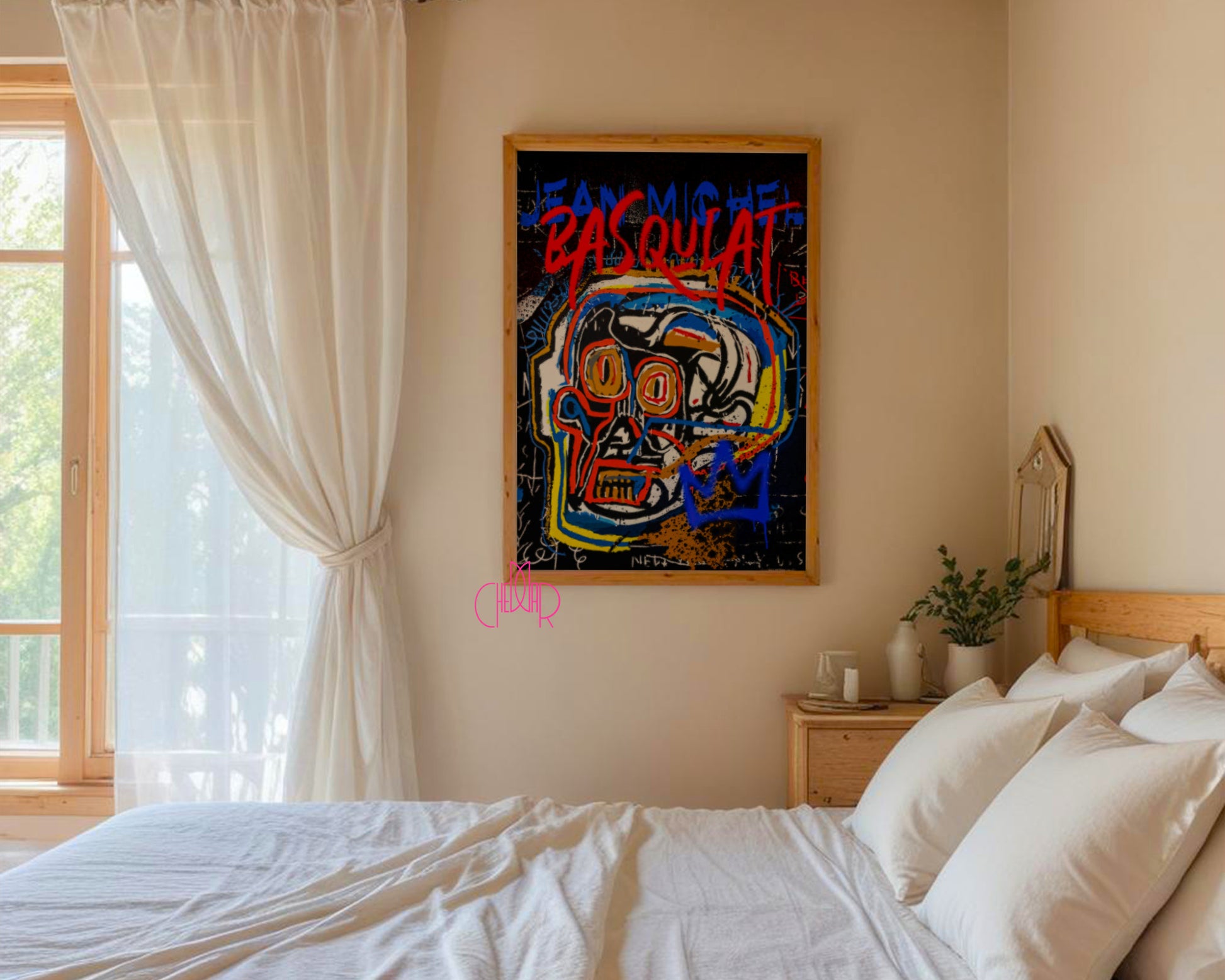 Basquiat – The Neon Skull & Blue Crown