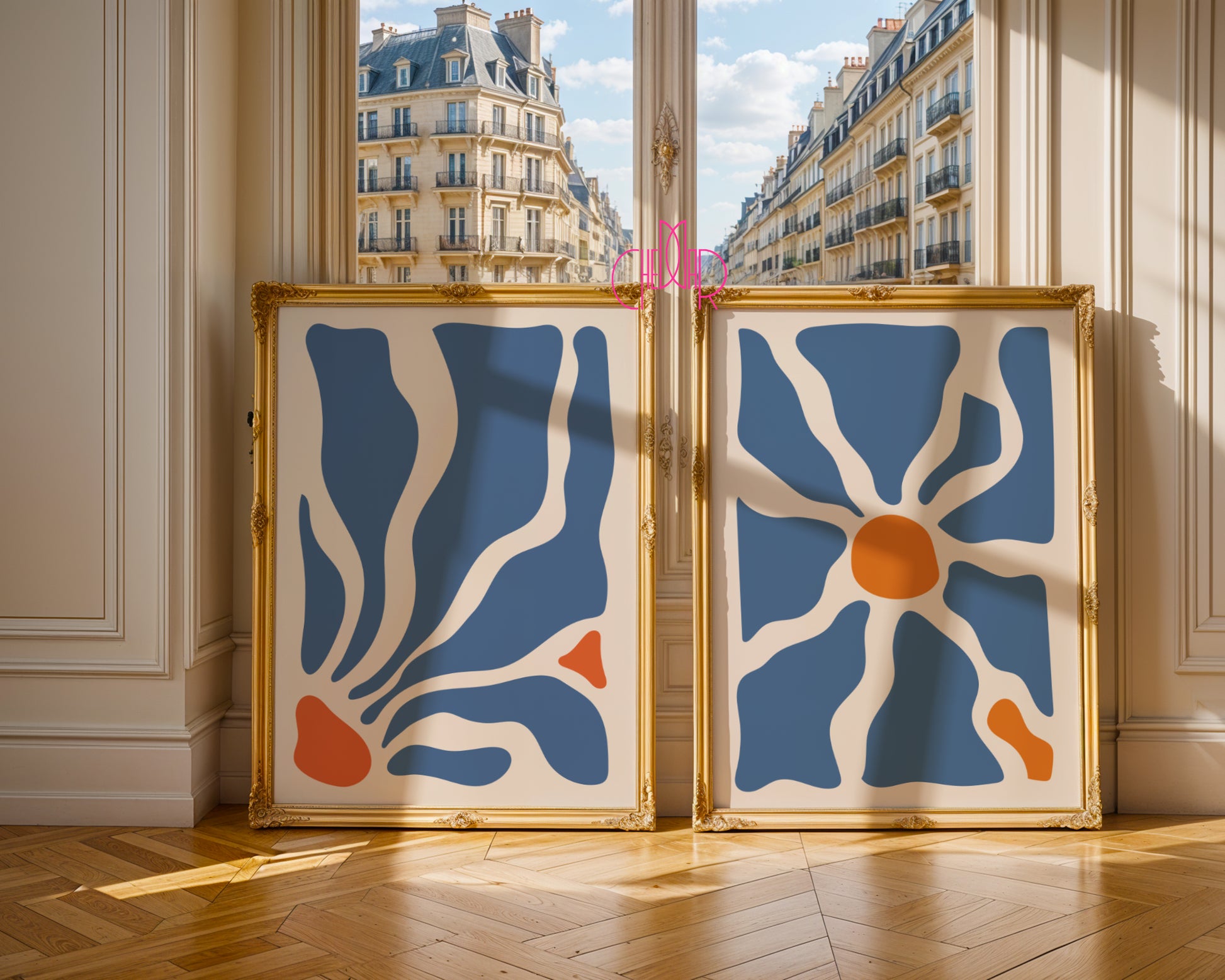 Zestaw Boho Abstract – Organiczne Formy i Śródziemnomorski Błękit