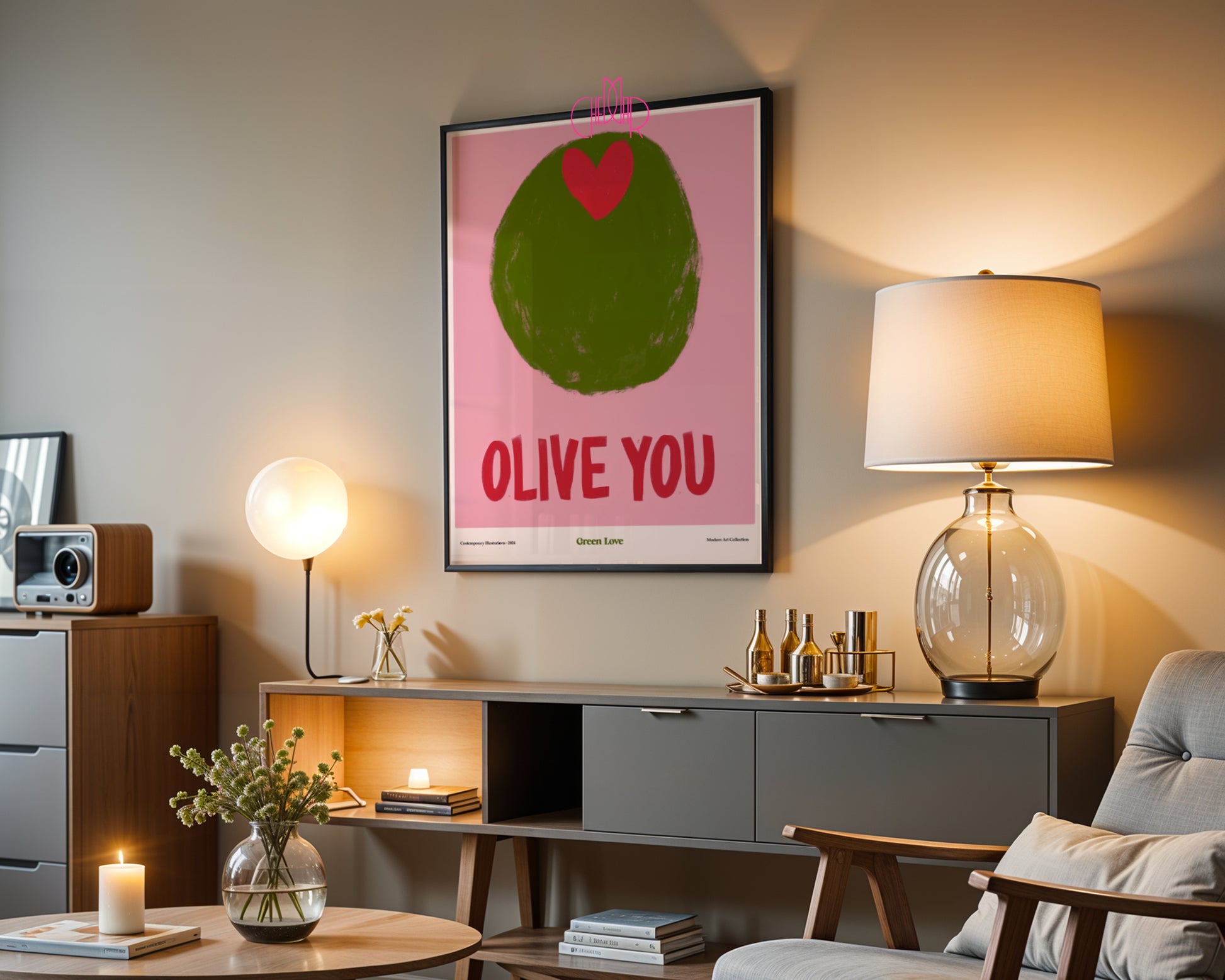 Plakat „Olive You” – Słodkie Wyznanie w Stylu Modern Art!