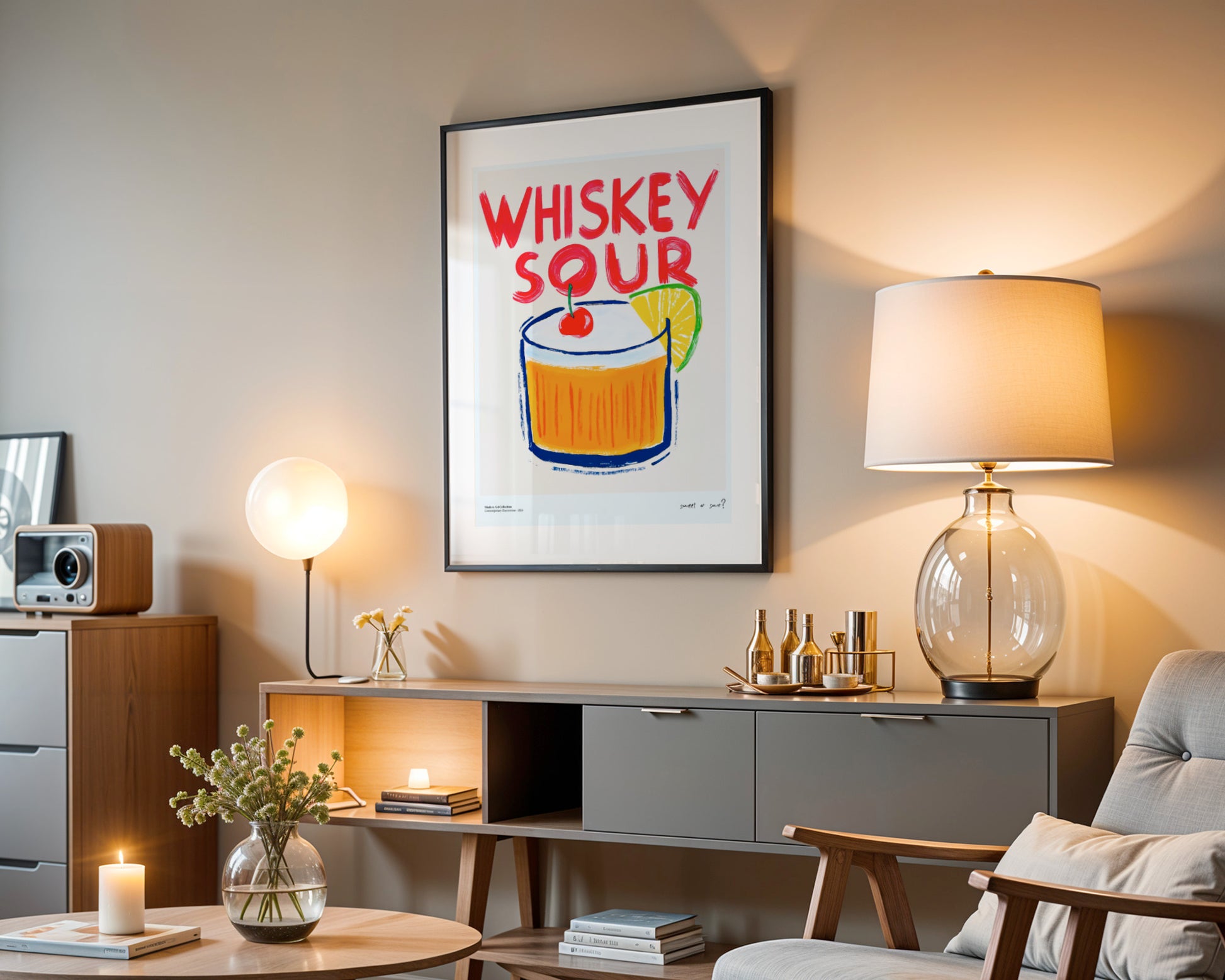Plakat „Whiskey Sour” – Klasyka z radosnym twistem!