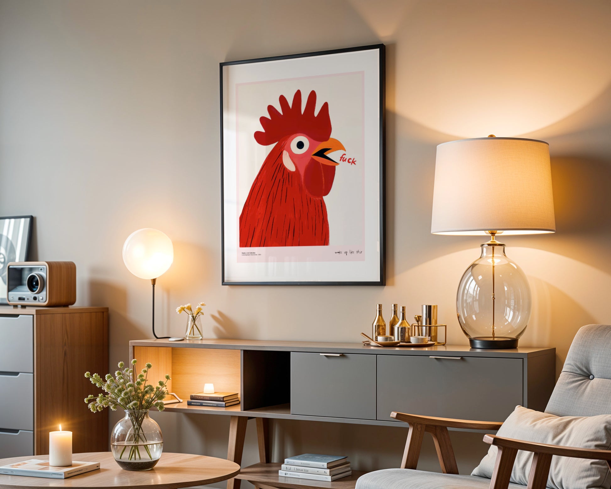 Plakat Woke Up Like This, Rooster Art, modernizm, sztuka współczesna