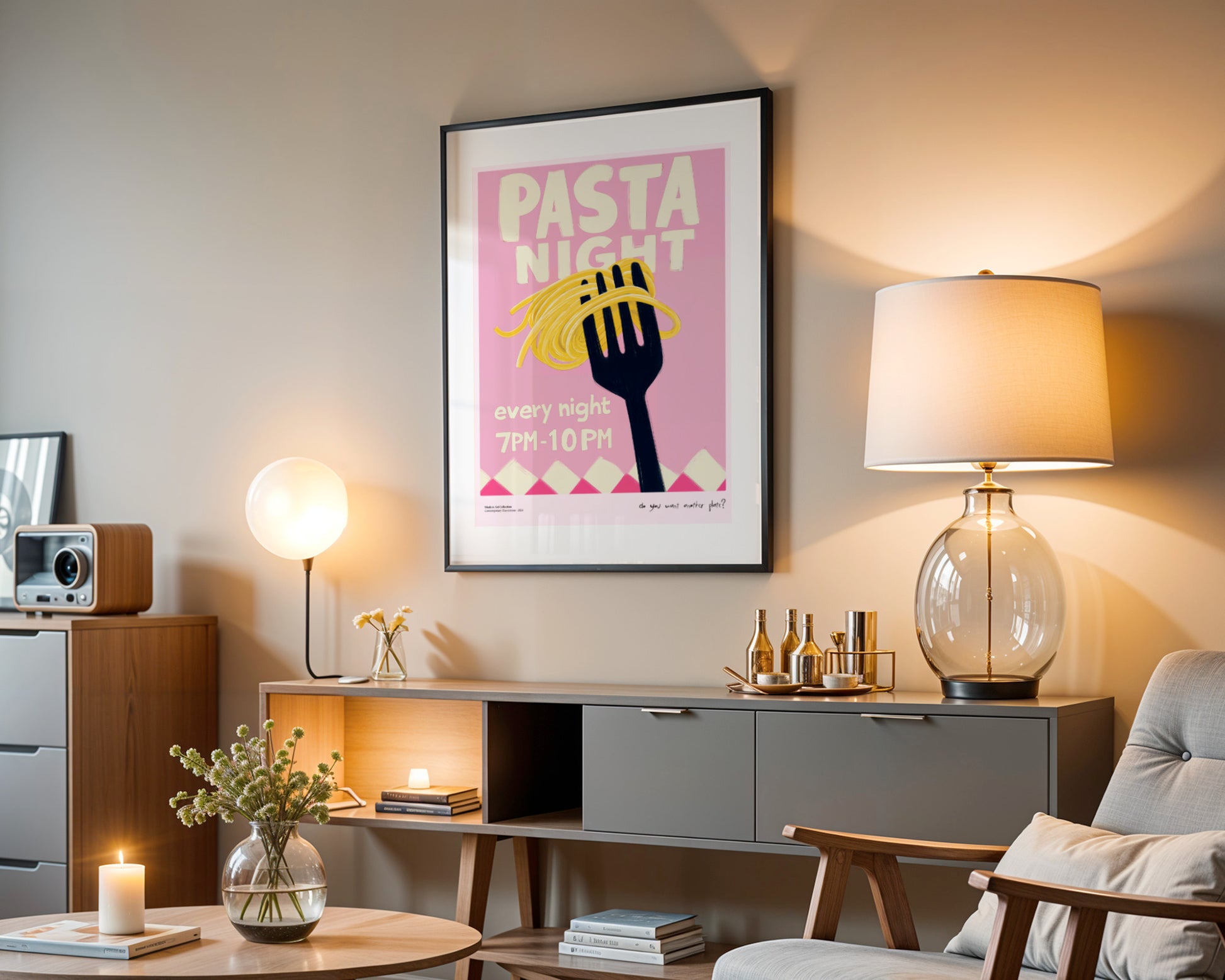Plakat „Pasta Night” – Bo każda noc jest dobra na odrobinę Italii!