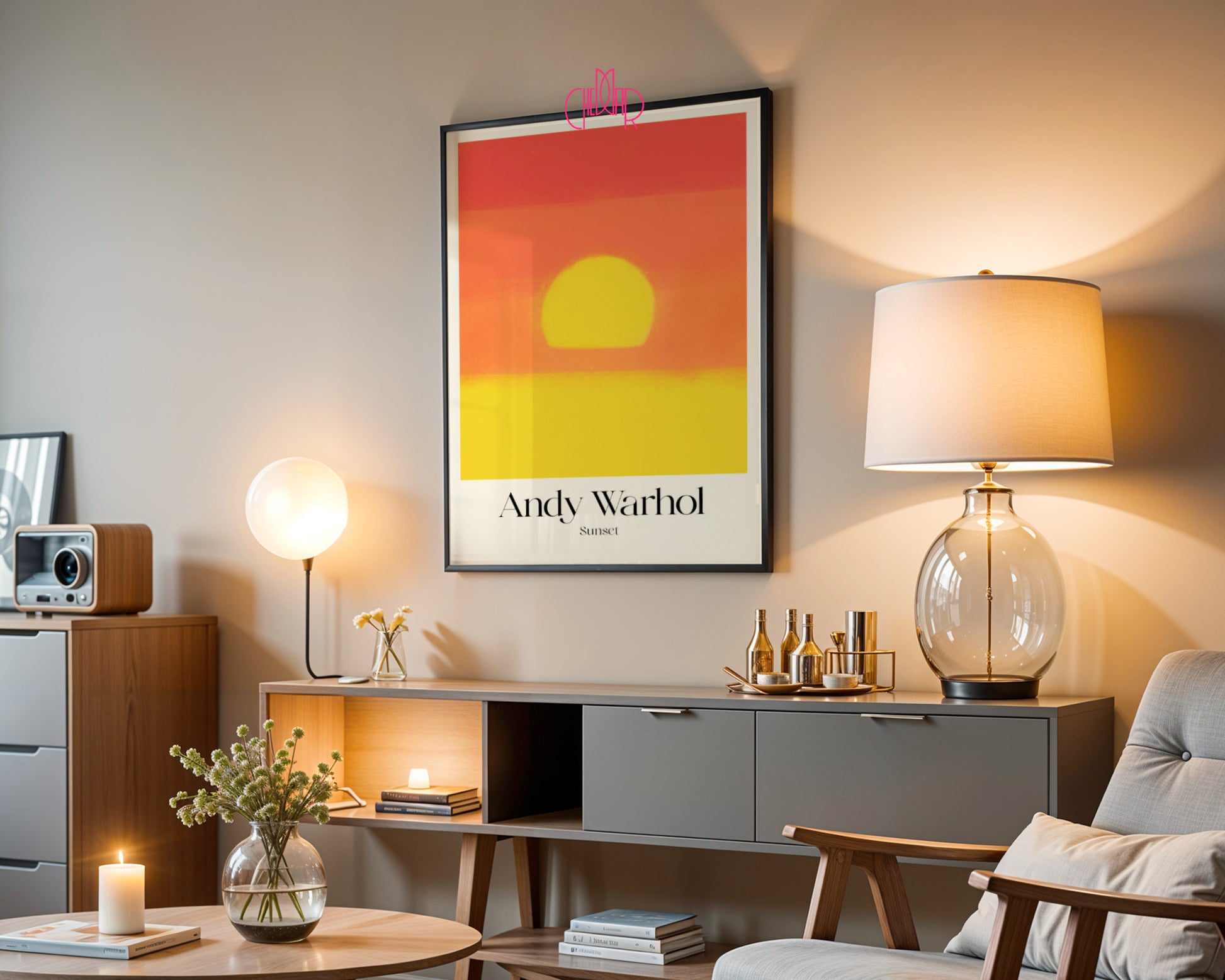 Słoneczna Ikona: Golden Hour – Andy Warhol, Pop Art Sunset