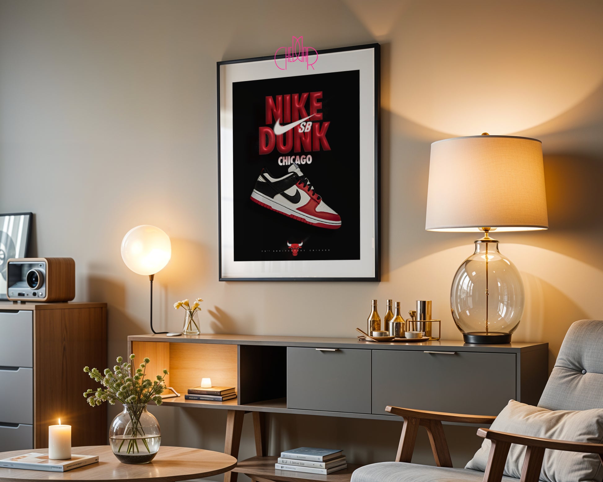 Plakat Nike Dunk SB Chicago, sneakersy, sztuka nowoczesna, streetwear