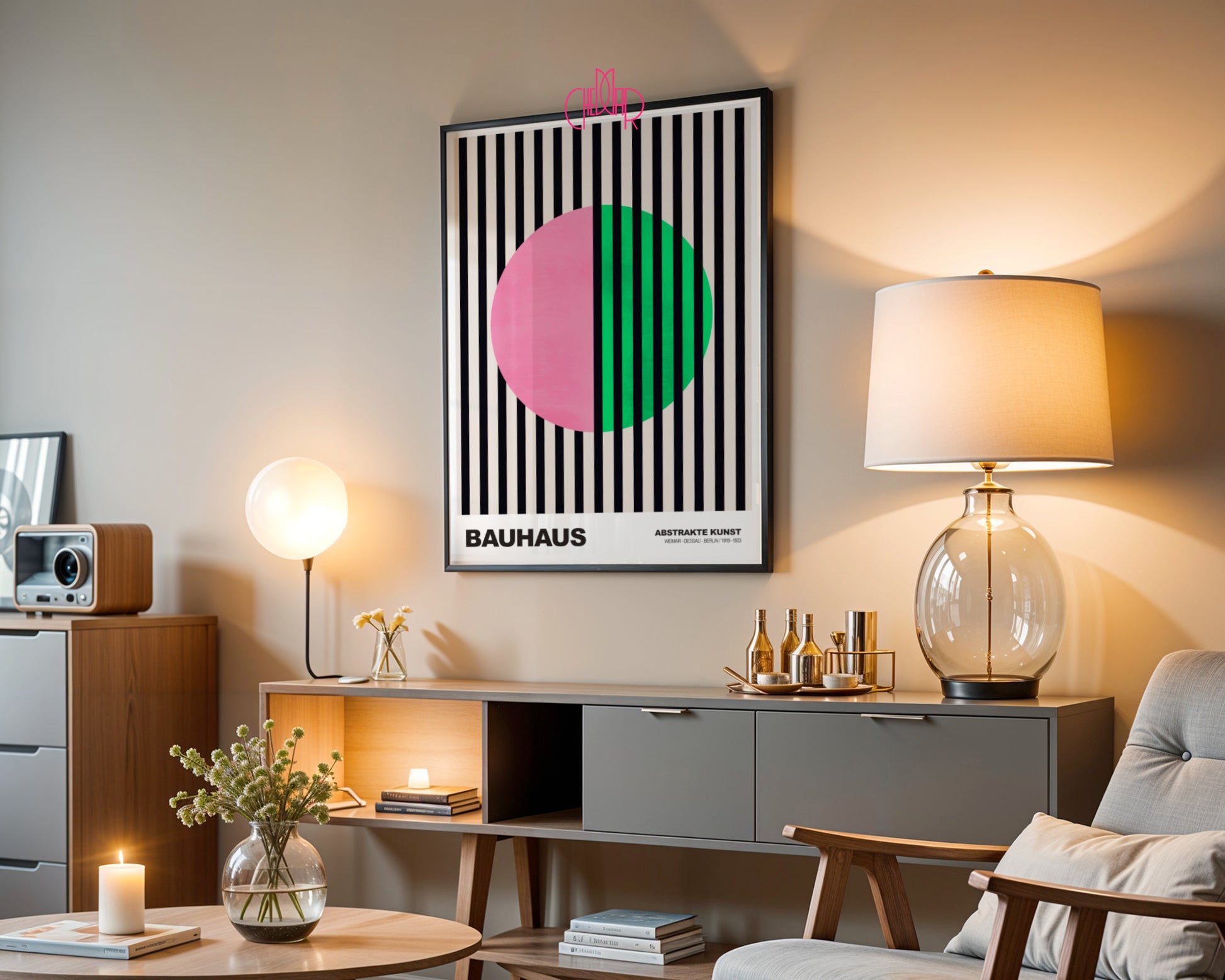 Pulsacja Linii: Chromatic Split – Bauhaus, Abstract Vertical Vision
