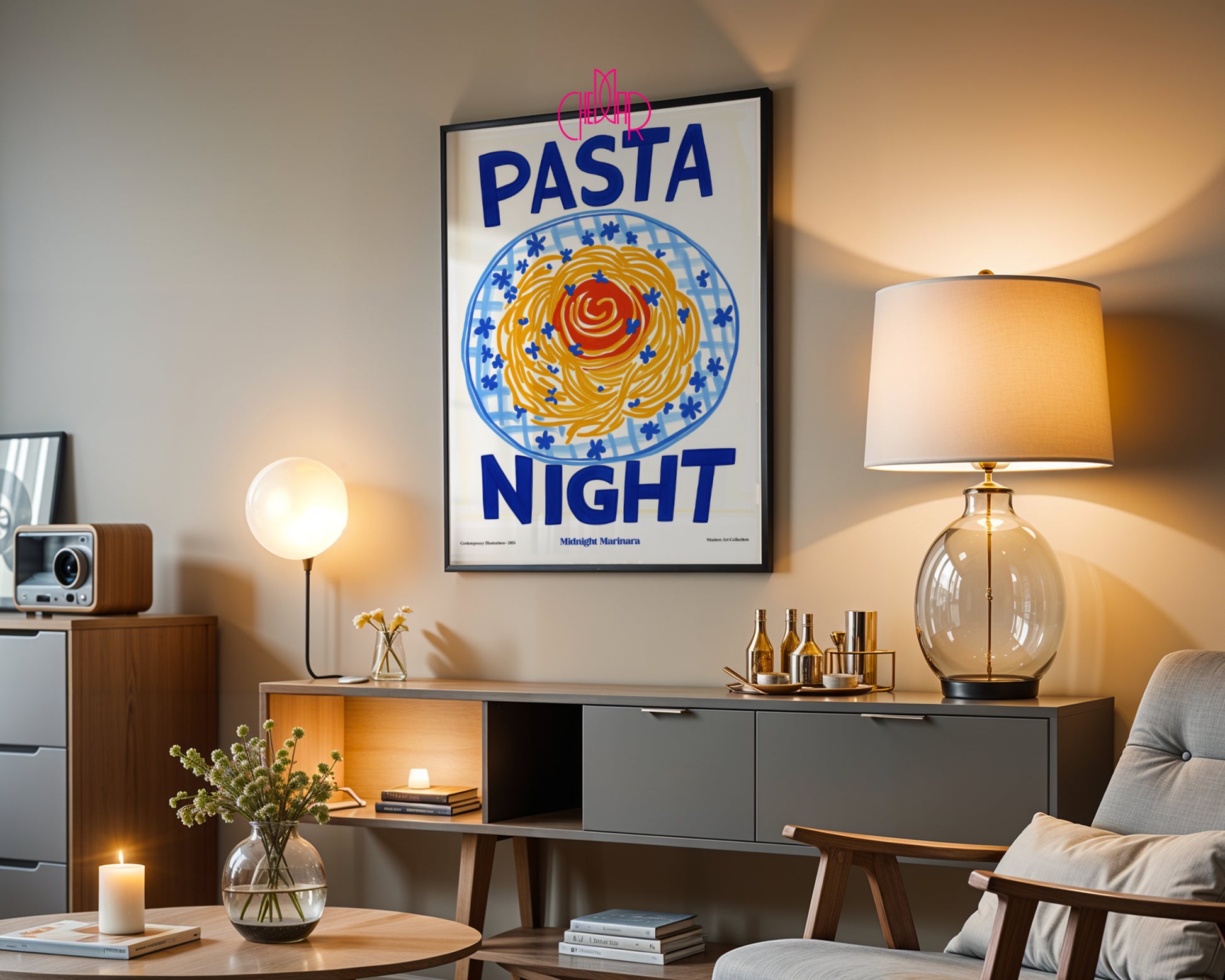 Plakat modernistyczny Pasta Night, Galeria Sztuki Współczesnej