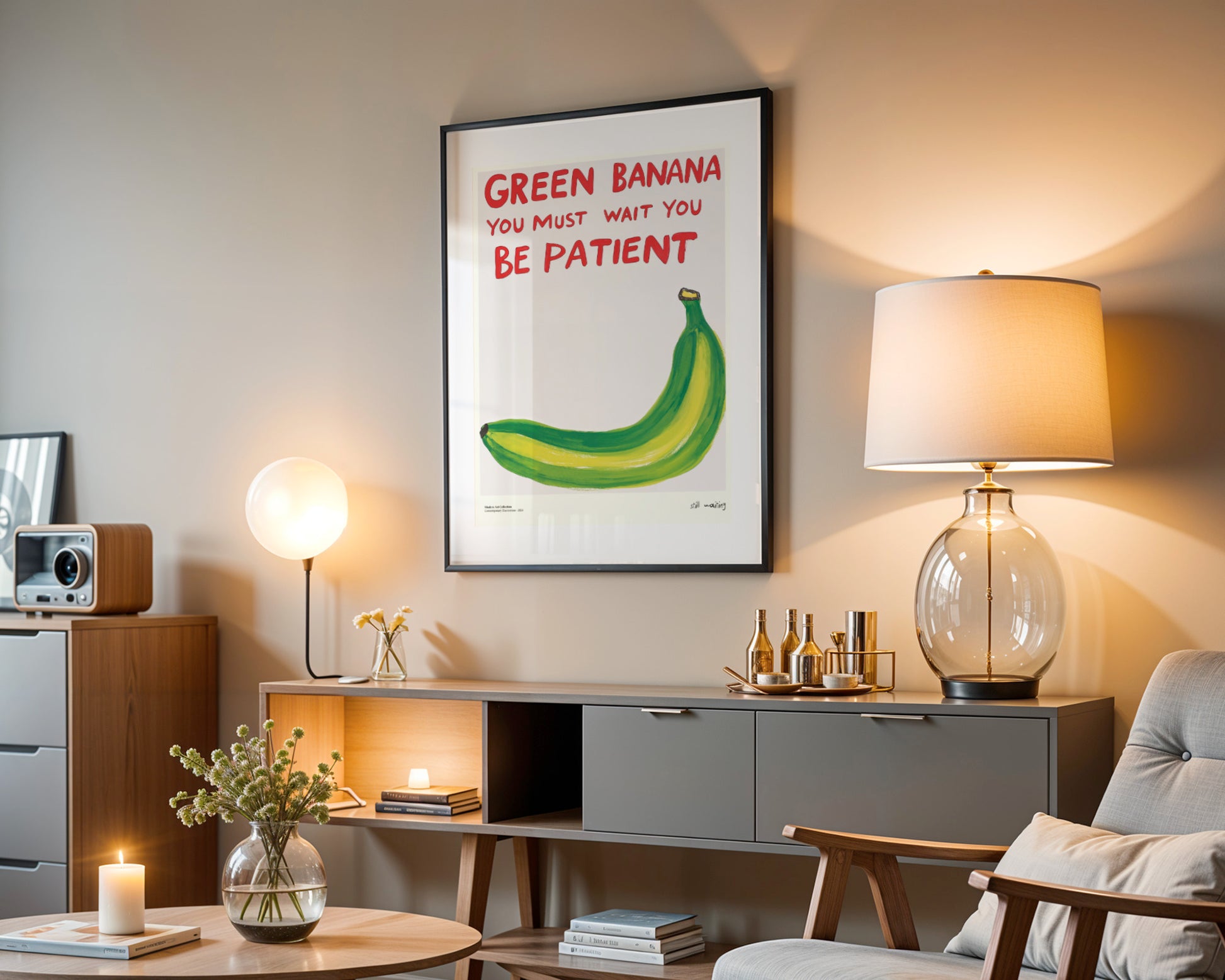 Plakat „Green Banana” – Stylowa Lekcja Cierpliwości w Twoim Domu!