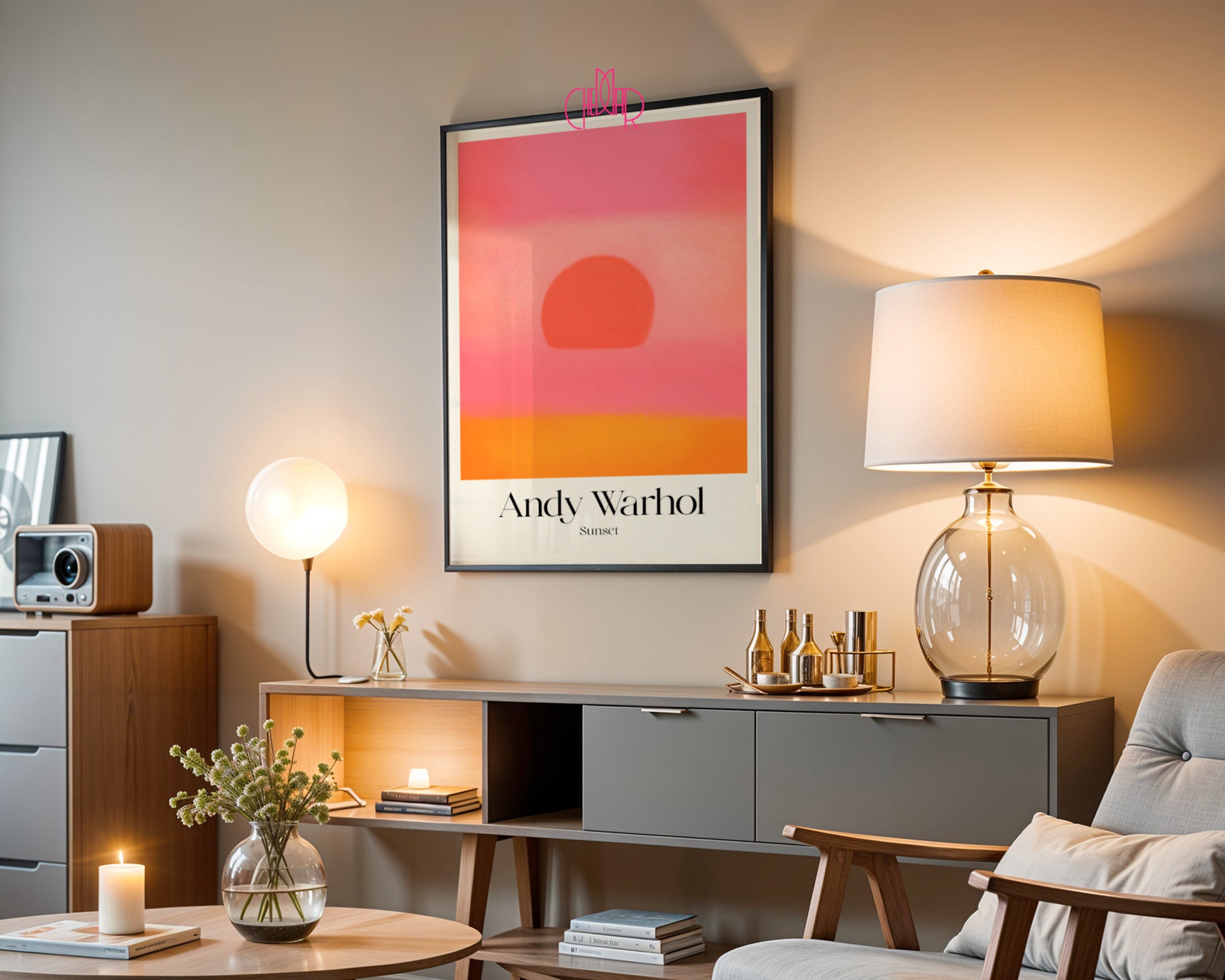 Neonowy Horyzont: Sunset – Andy Warhol, Pop Art Masterpiece