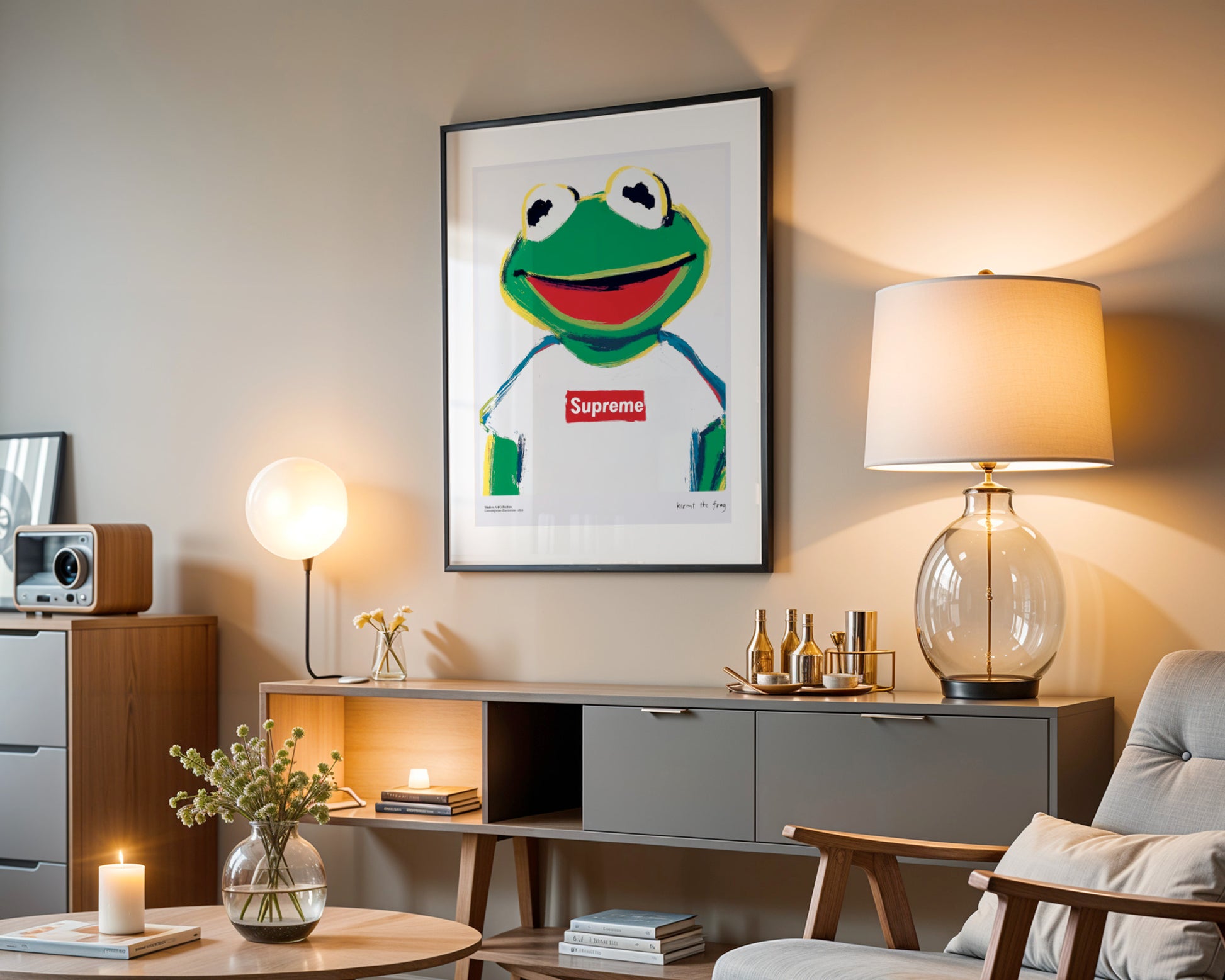 Plakat Kermit the Frog, Supreme Streetwear, modernizm, sztuka współczesna