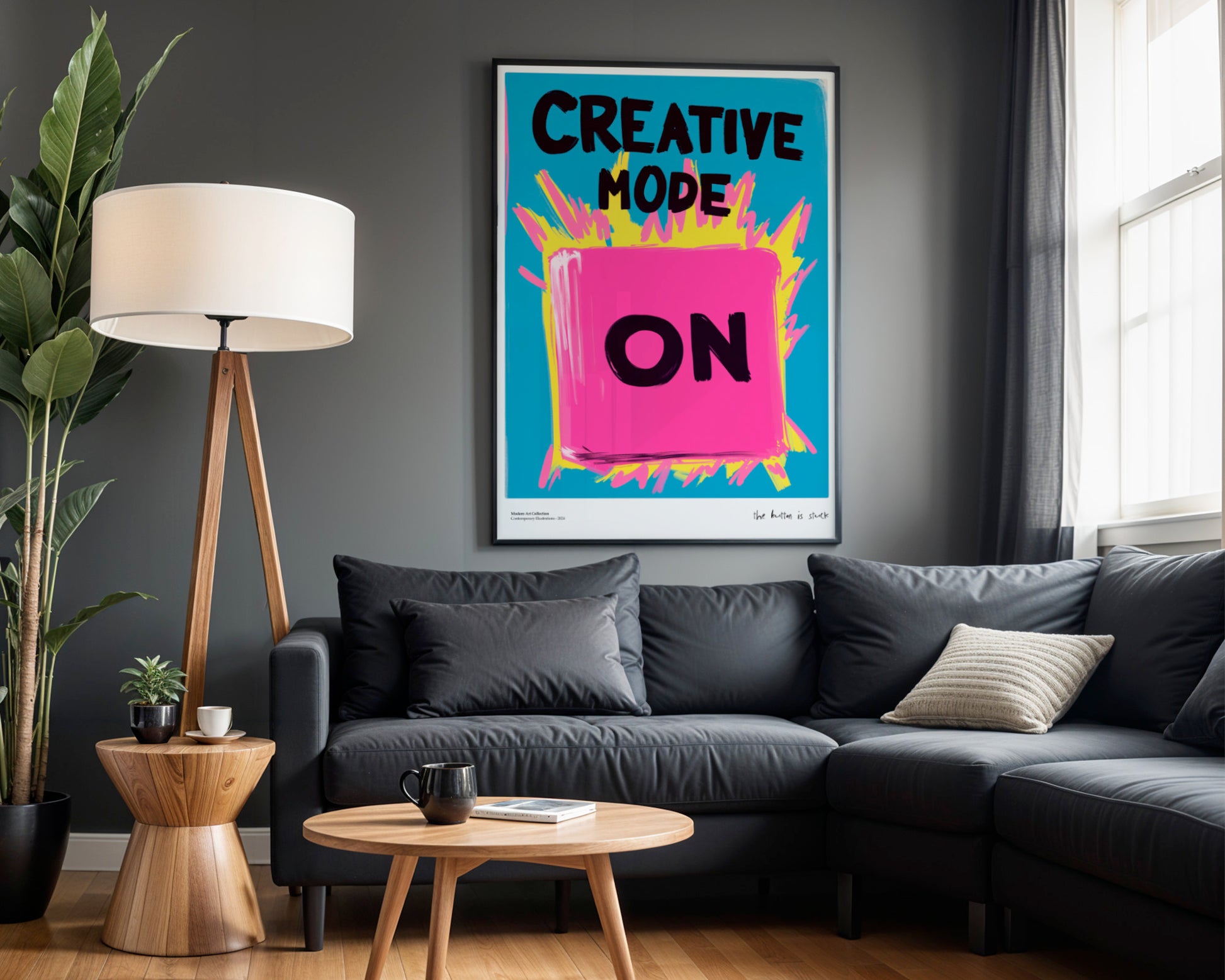 Plakat „Creative Mode ON” – Twój przycisk do nieskończonej inspiracji!