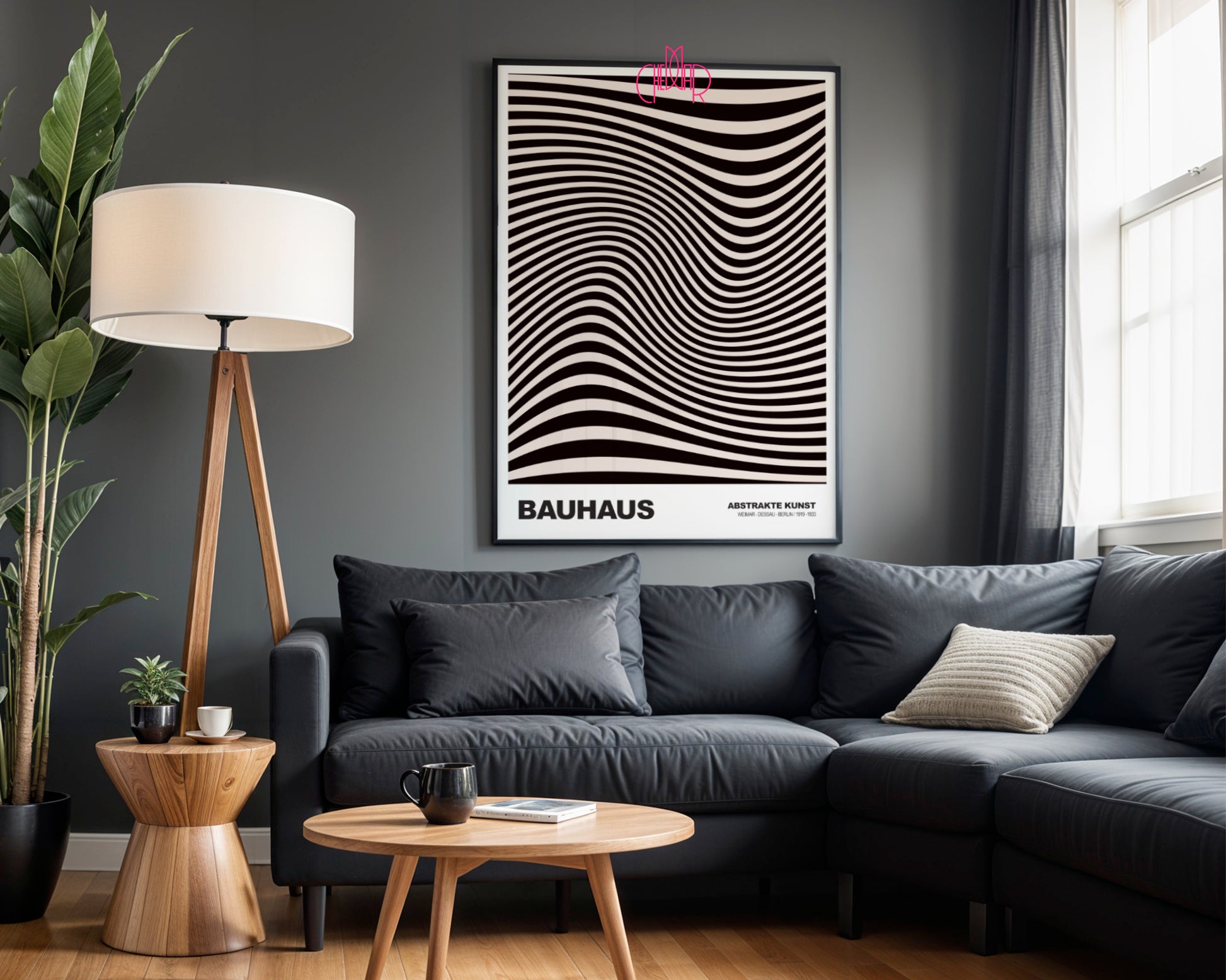Neonowa Harmonia: Concentric Vibrance – Bauhaus, Abstract Striped Vision