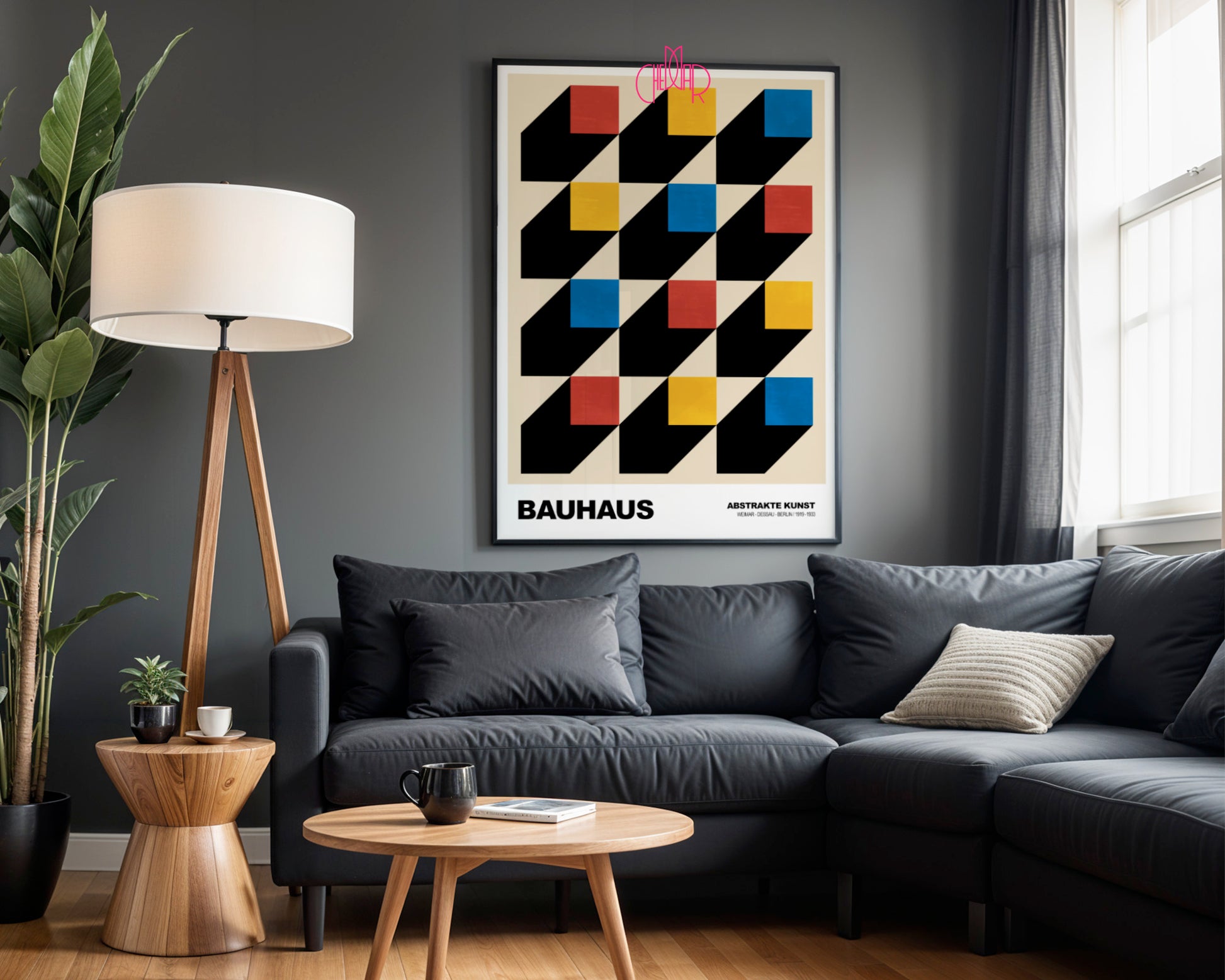 Geometryczny Labirynt: 3D Isometric Cubes – Bauhaus, Abstract Color Rhythm