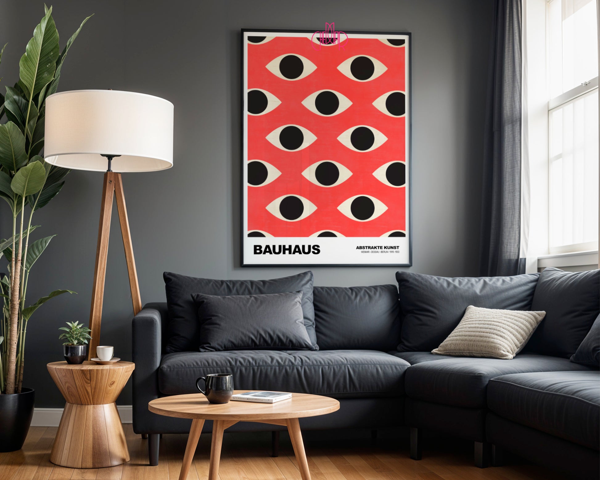 Wszechobecne Spojrzenie: Red Vision – Bauhaus, Abstract Art Pattern