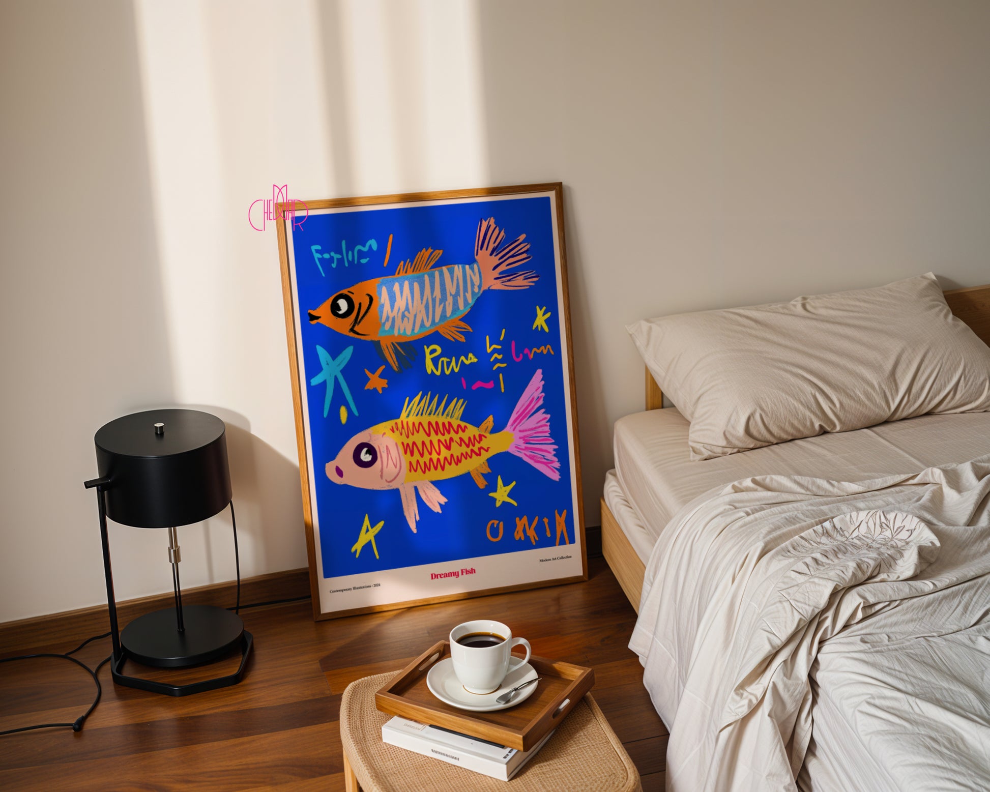 Plakat Dreamy Fish, morska sztuka, sztuka współczesna, modernizm