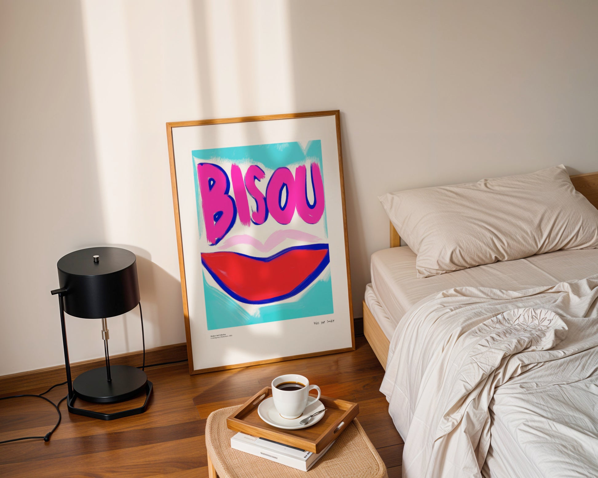 Plakat Bisou Bisou, French Kiss, modernizm, sztuka współczesna