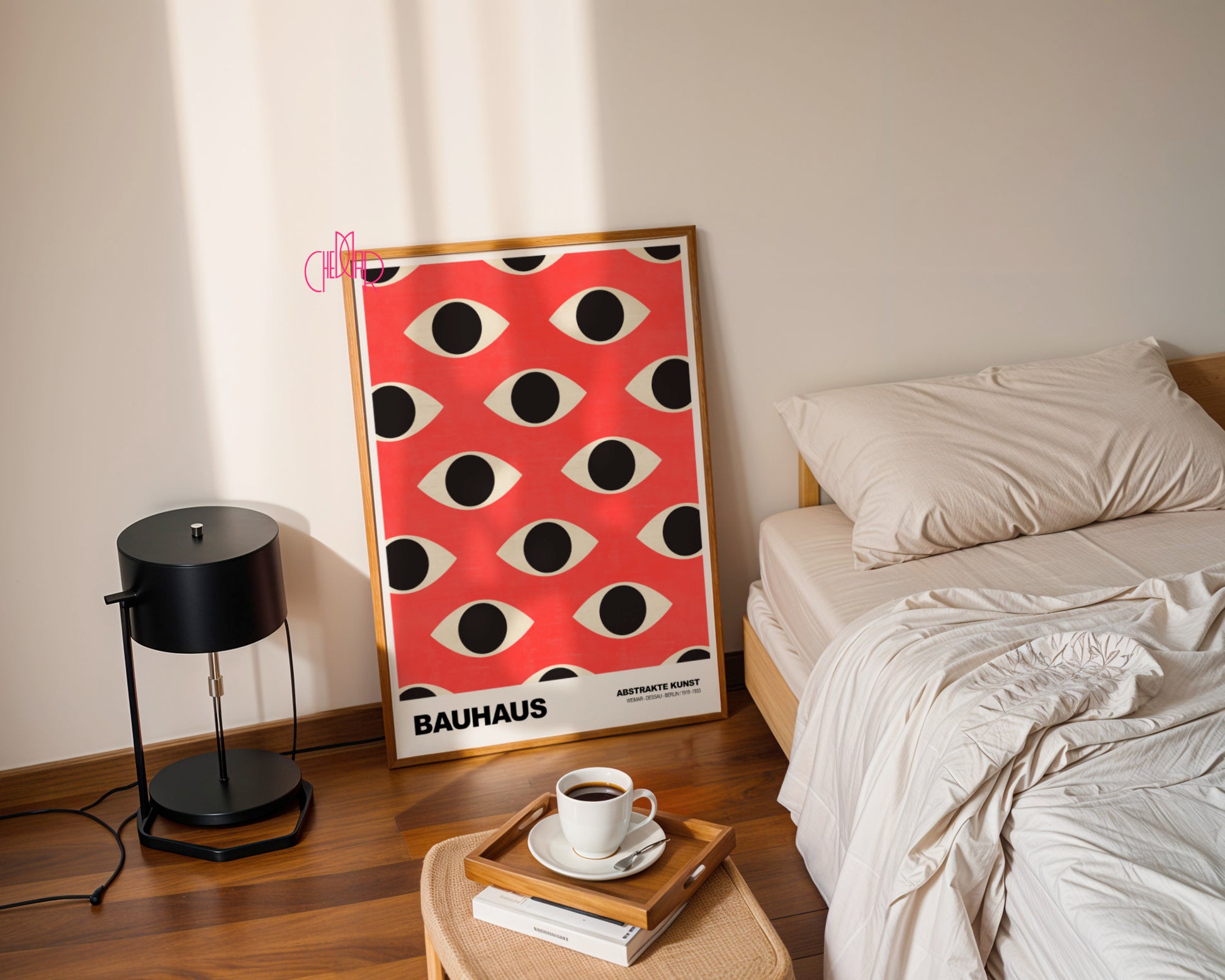 Wszechobecne Spojrzenie: Red Vision – Bauhaus, Abstract Art Pattern