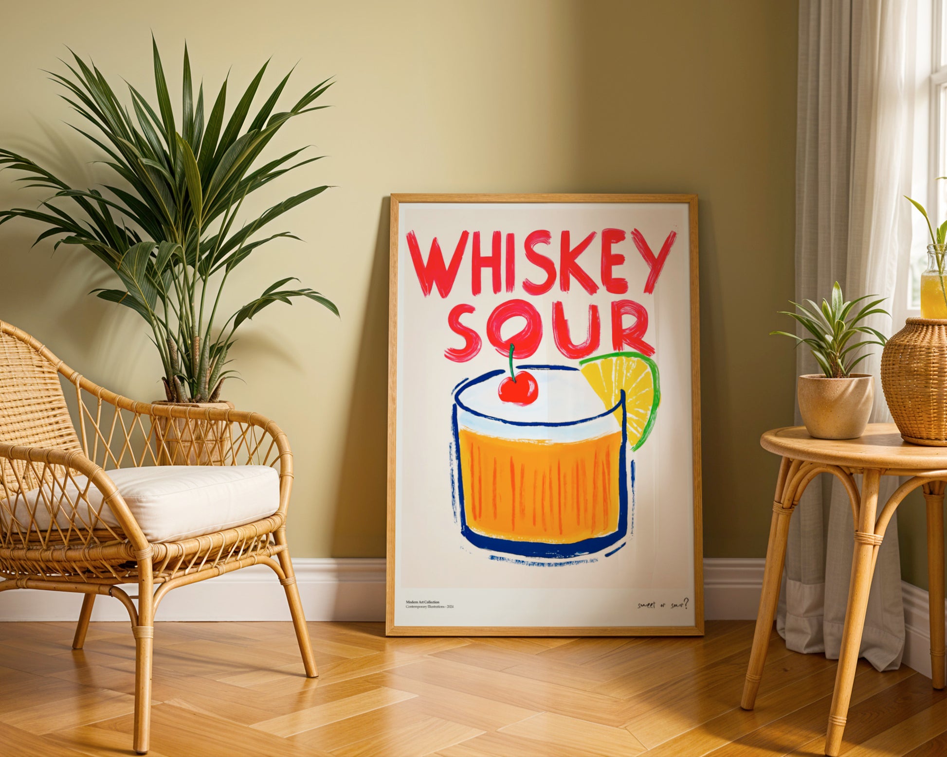 Plakat „Whiskey Sour” – Klasyka z radosnym twistem!