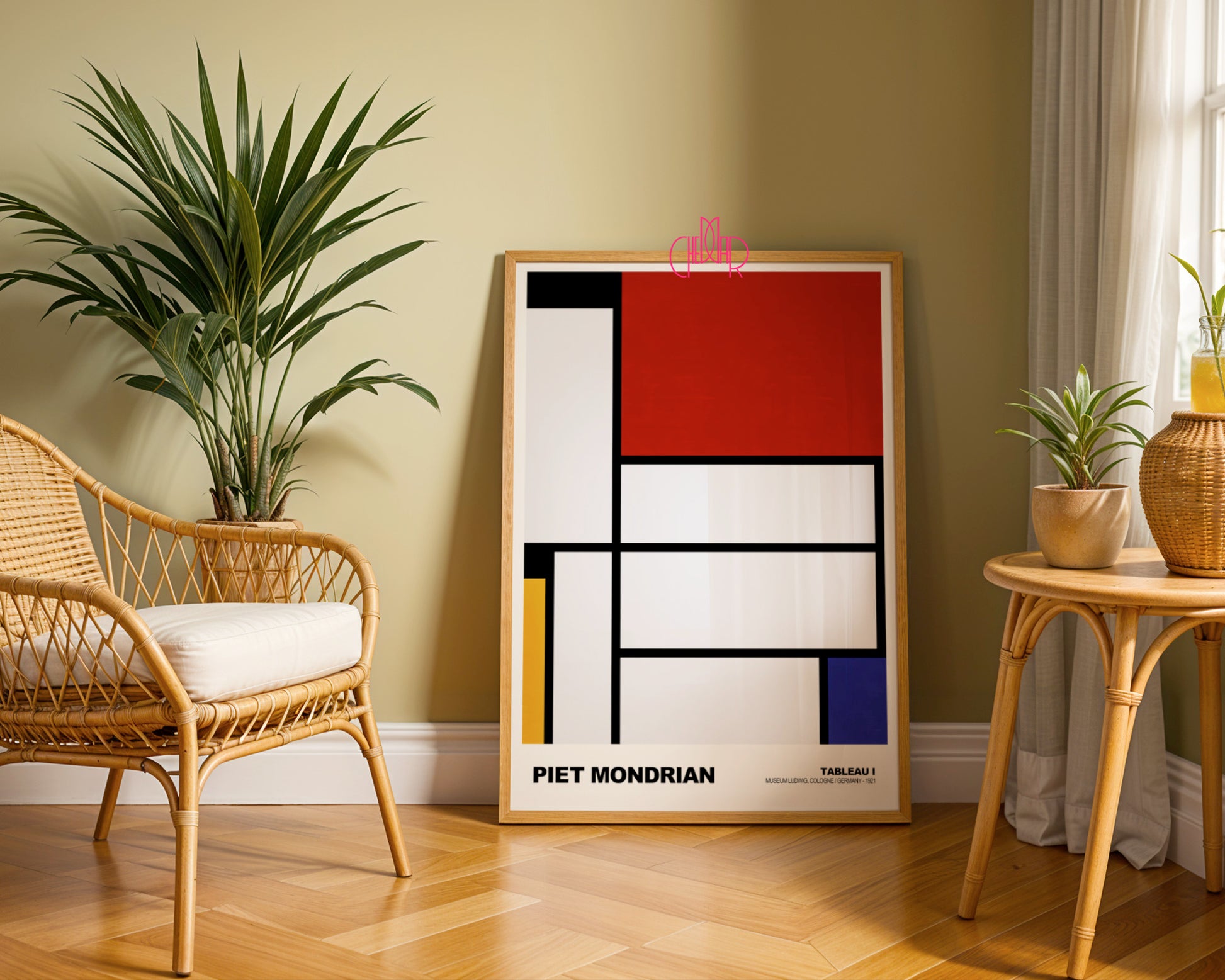 Czerwony Minimalizm: Abstract Grid – Mondrian, Modernist Red & Yellow