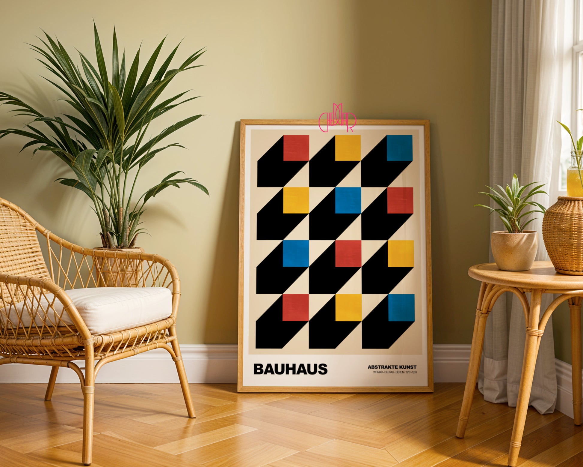 Geometryczny Labirynt: 3D Isometric Cubes – Bauhaus, Abstract Color Rhythm