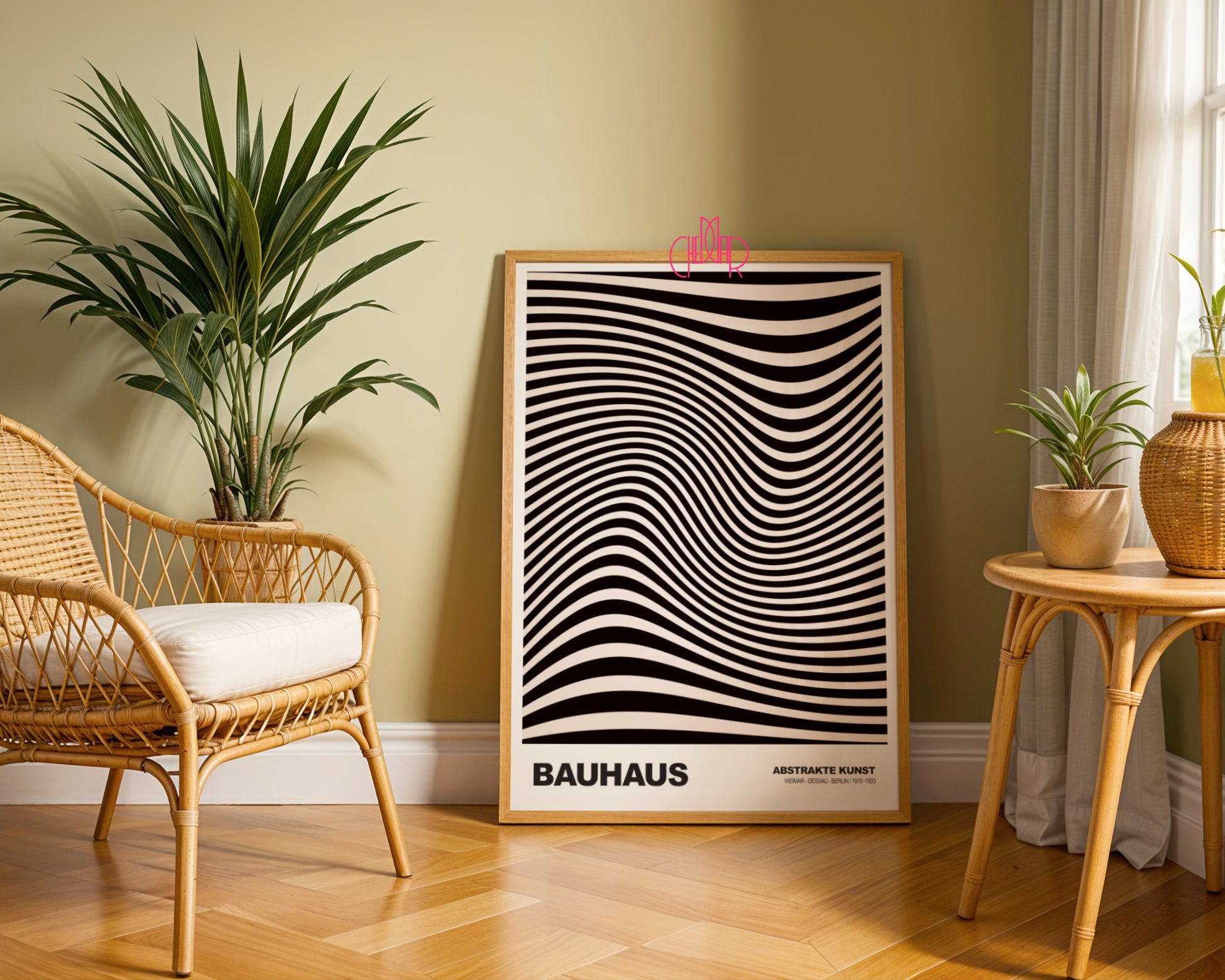 Neonowa Harmonia: Concentric Vibrance – Bauhaus, Abstract Striped Vision