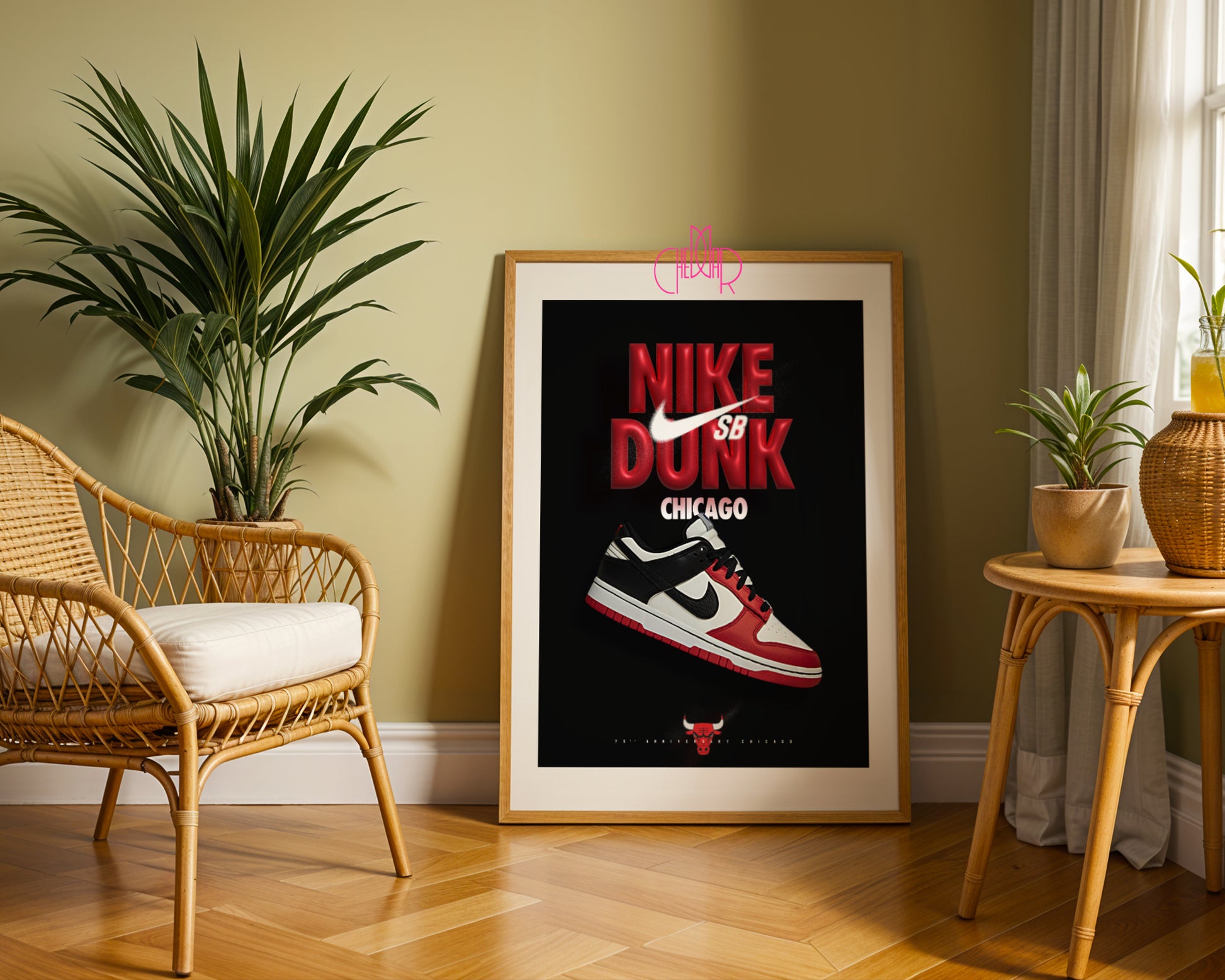 Plakat Nike Dunk SB Chicago, sneakersy, sztuka nowoczesna, streetwear
