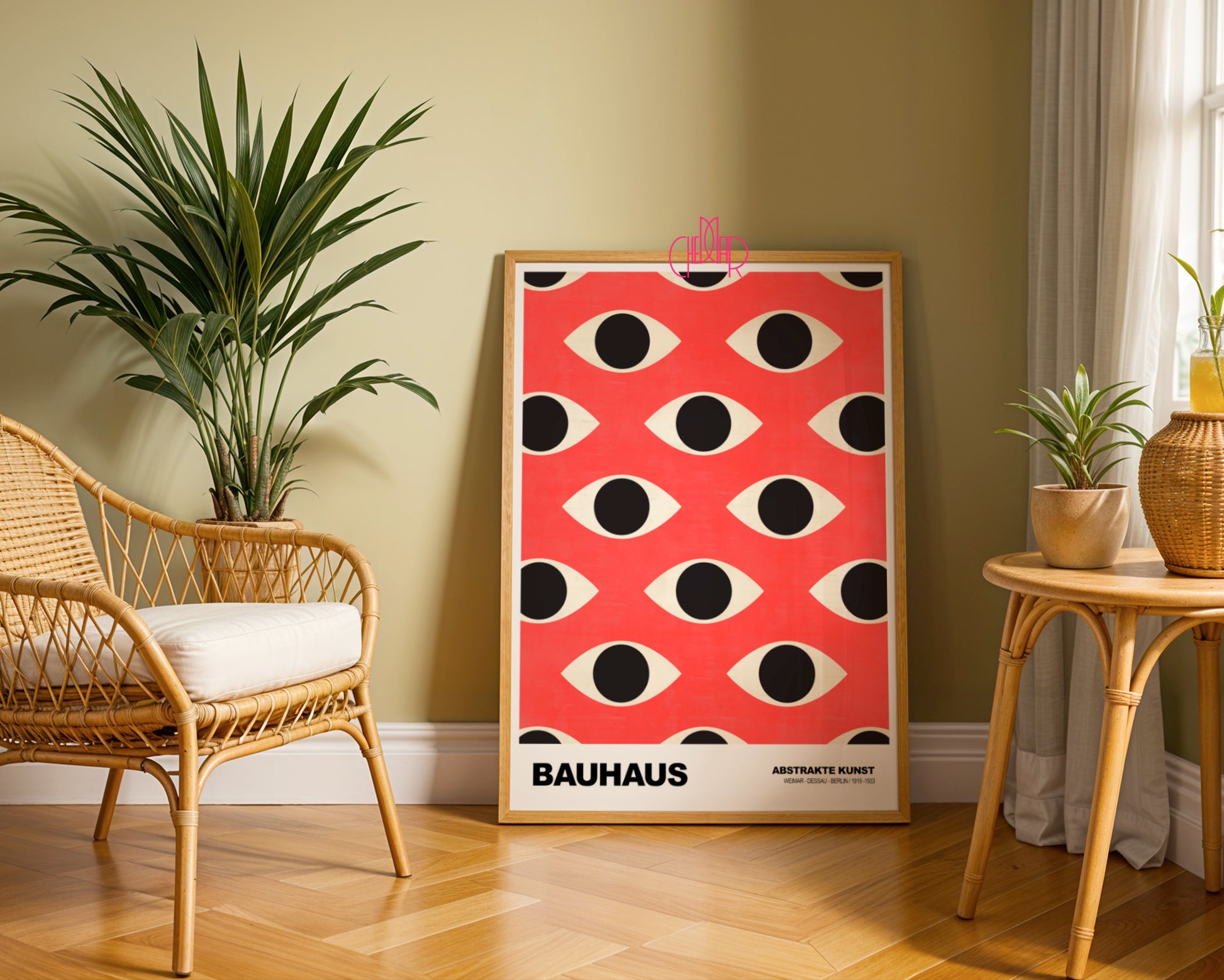 Wszechobecne Spojrzenie: Red Vision – Bauhaus, Abstract Art Pattern