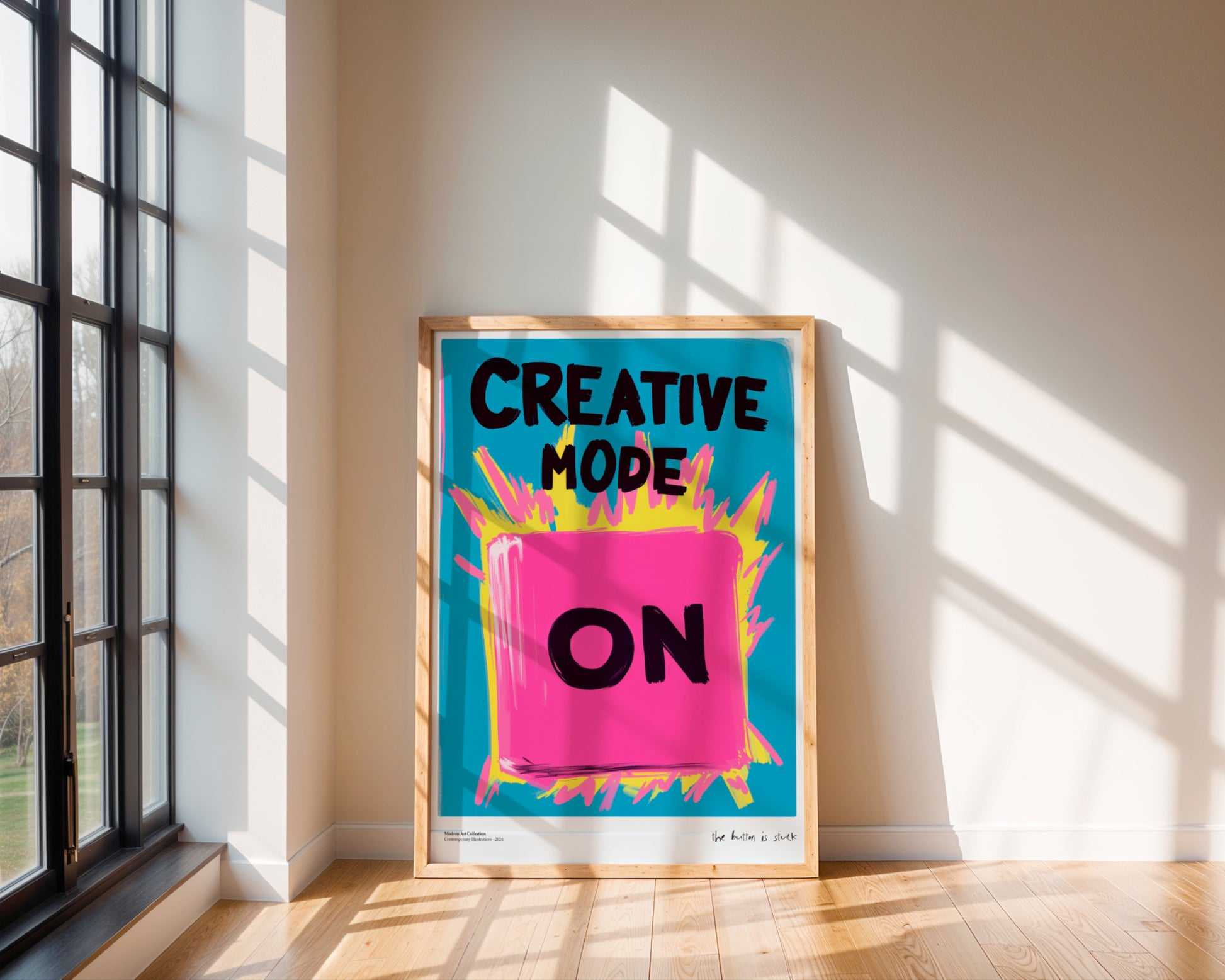 Plakat „Creative Mode ON” – Twój przycisk do nieskończonej inspiracji!