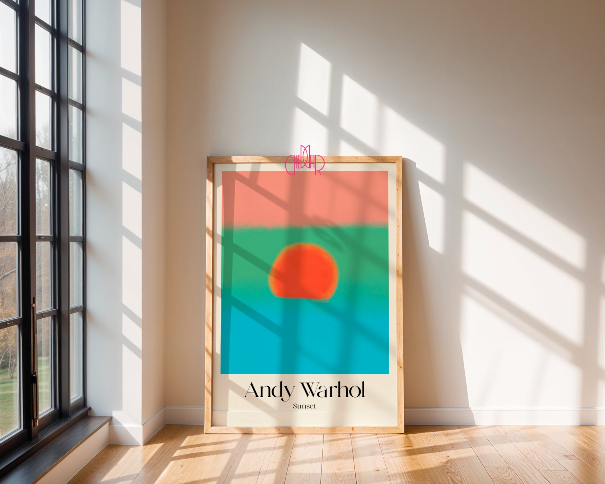 Tropikalna Reinterpretacja: Sunset Green & Azure – Andy Warhol, Pop Art Vision