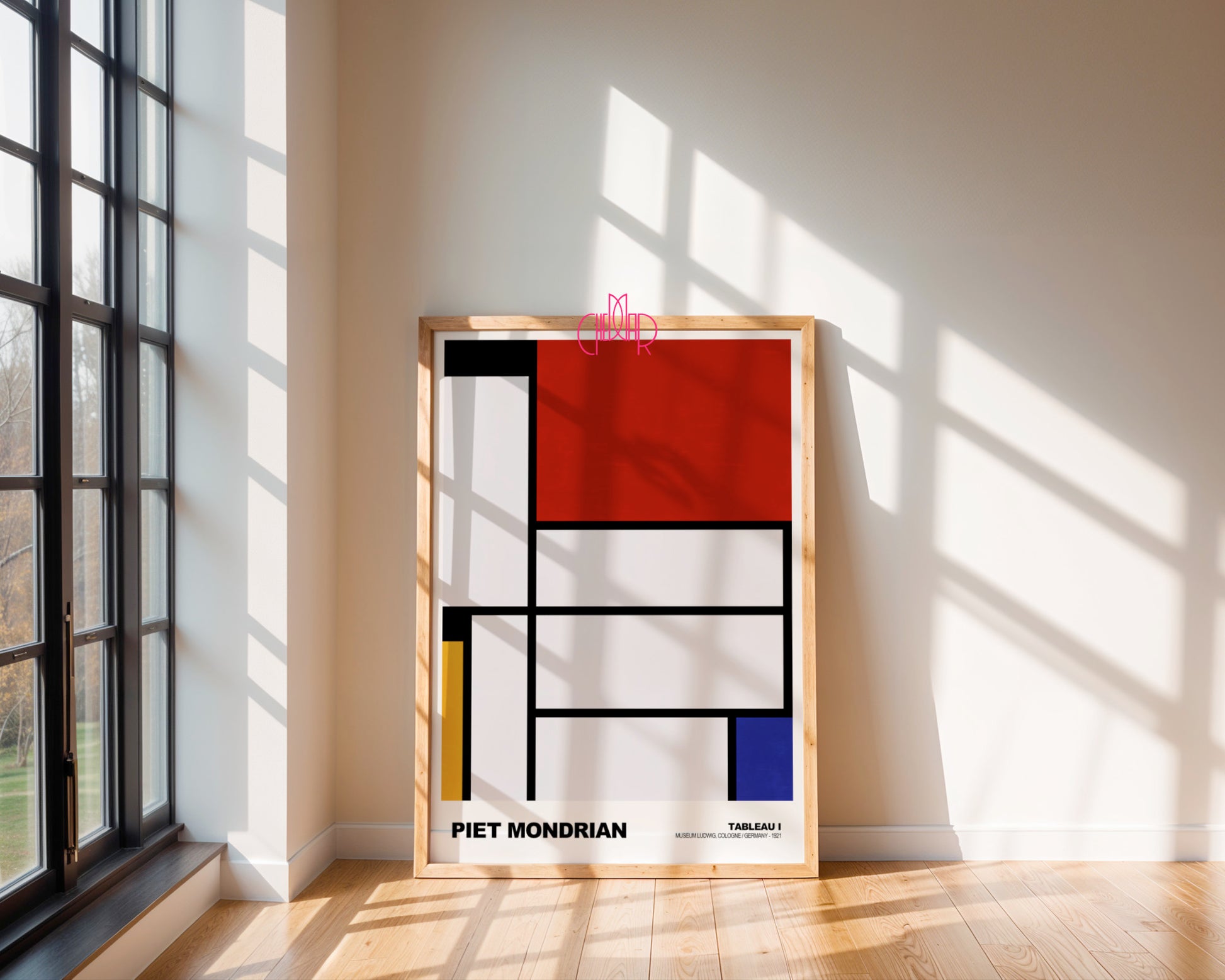 Czerwony Minimalizm: Abstract Grid – Mondrian, Modernist Red & Yellow
