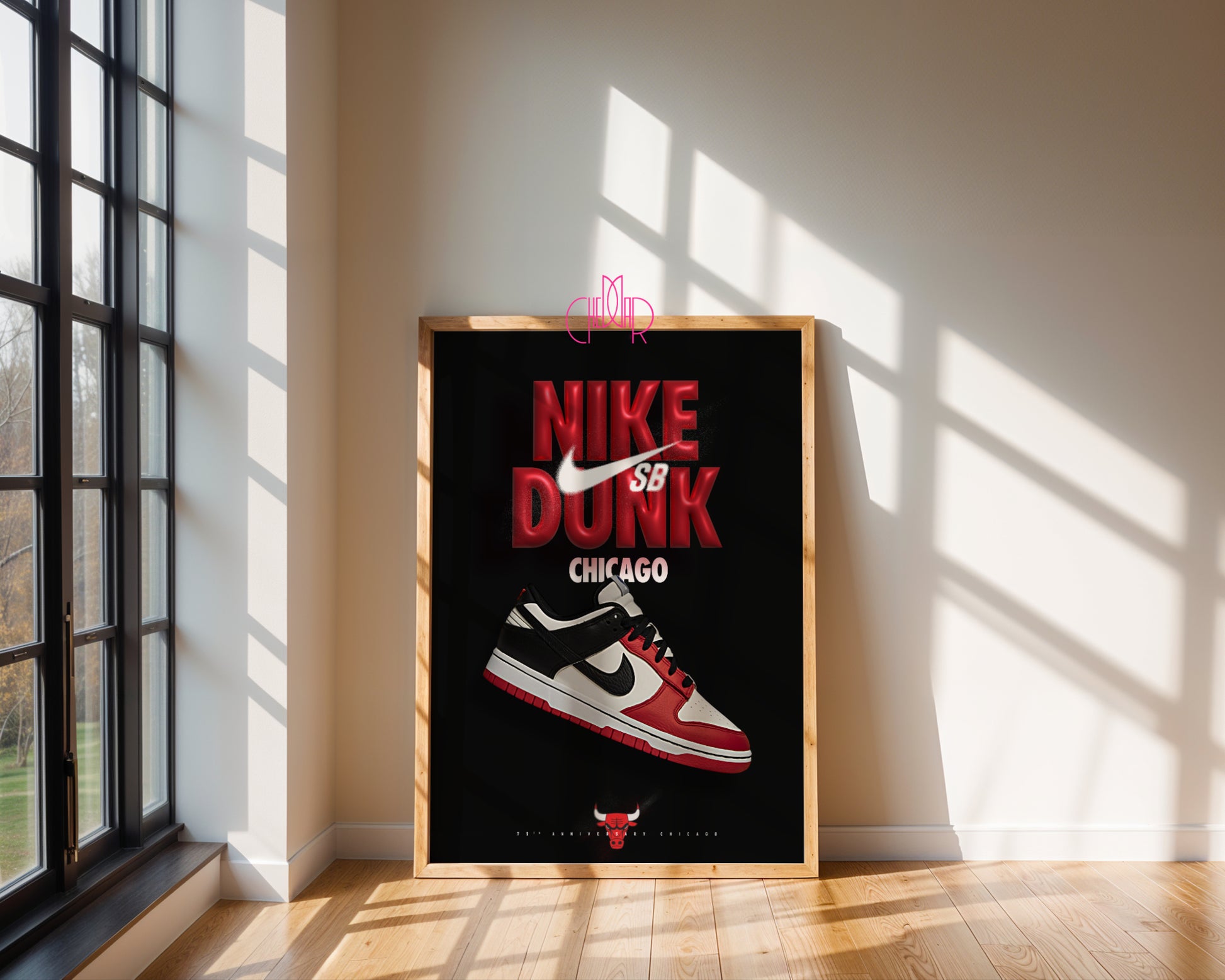 Plakat Nike Dunk SB Chicago, sneakersy, sztuka nowoczesna, streetwear