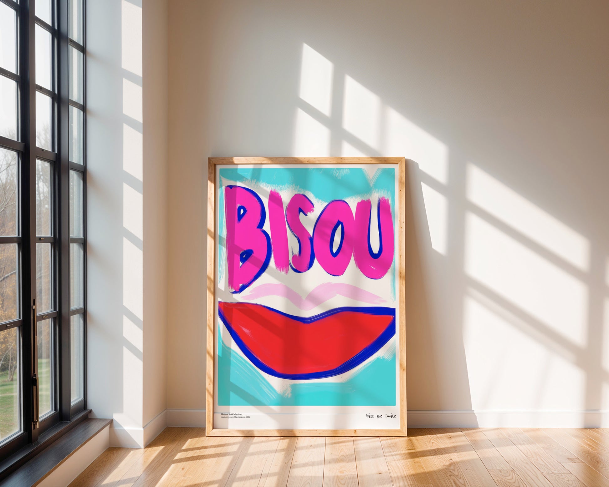 Plakat Bisou Bisou, French Kiss, modernizm, sztuka współczesna