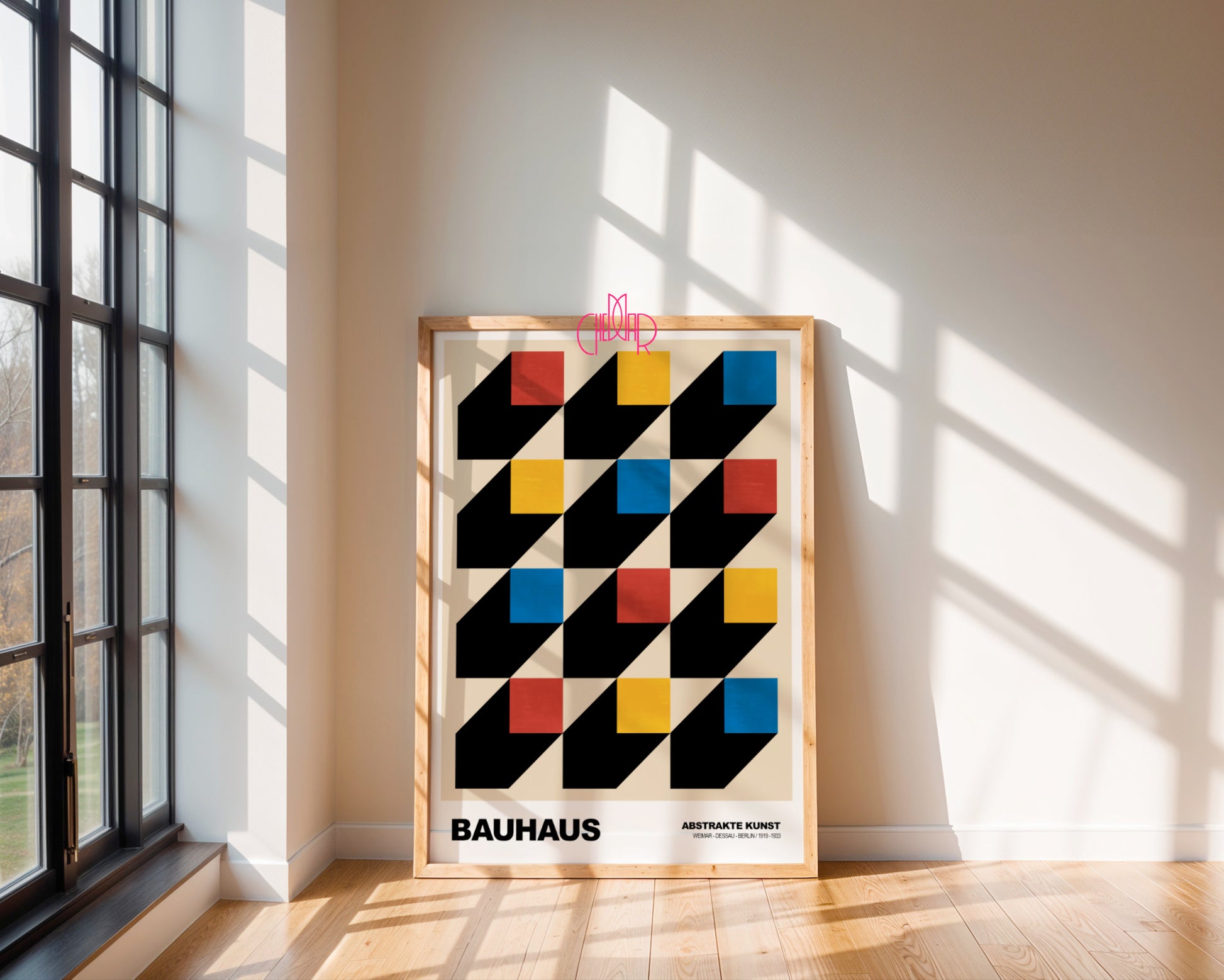 Geometryczny Labirynt: 3D Isometric Cubes – Bauhaus, Abstract Color Rhythm