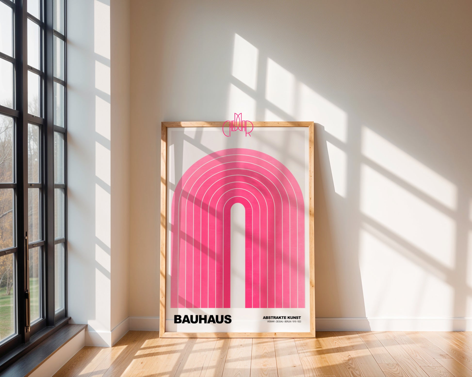 Różowa Aura: Vibrant Arches – Bauhaus, Abstract Spectrum Design