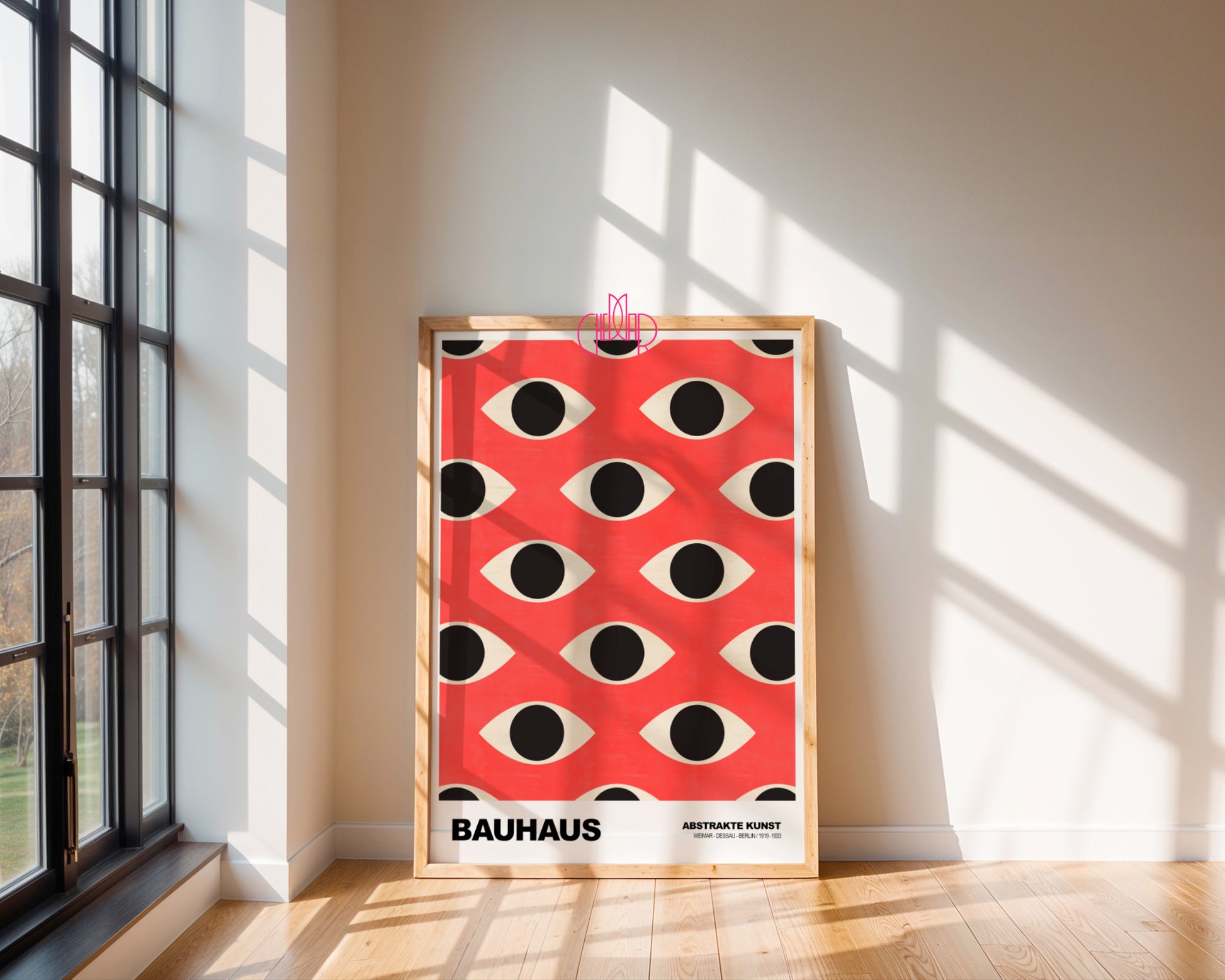 Wszechobecne Spojrzenie: Red Vision – Bauhaus, Abstract Art Pattern
