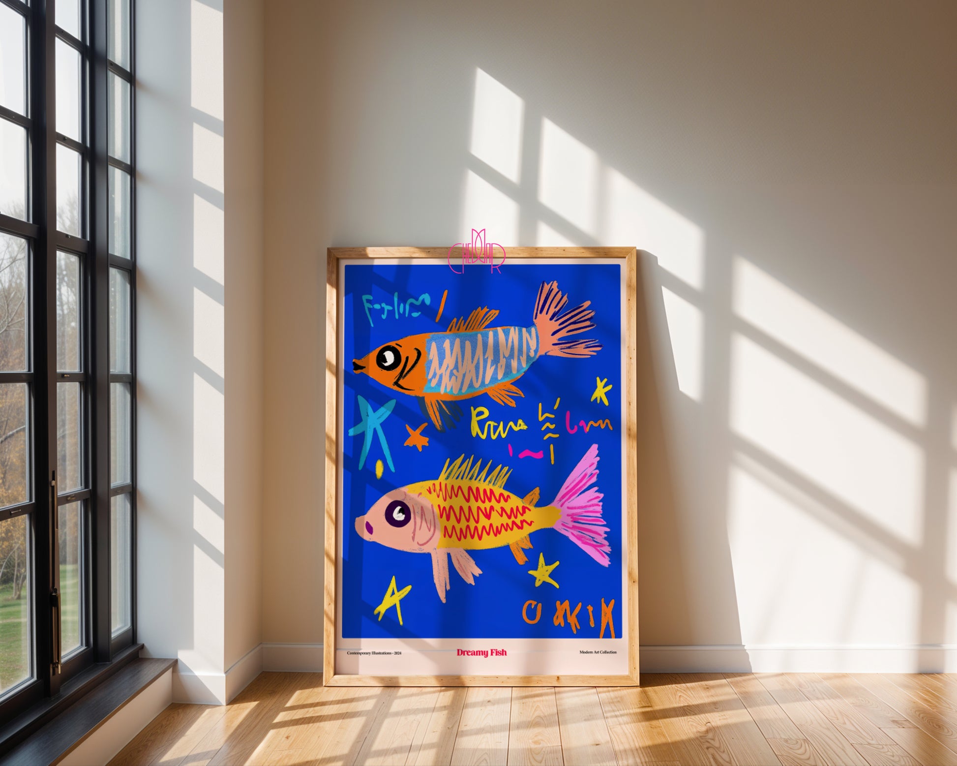 Plakat Dreamy Fish, morska sztuka, sztuka współczesna, modernizm