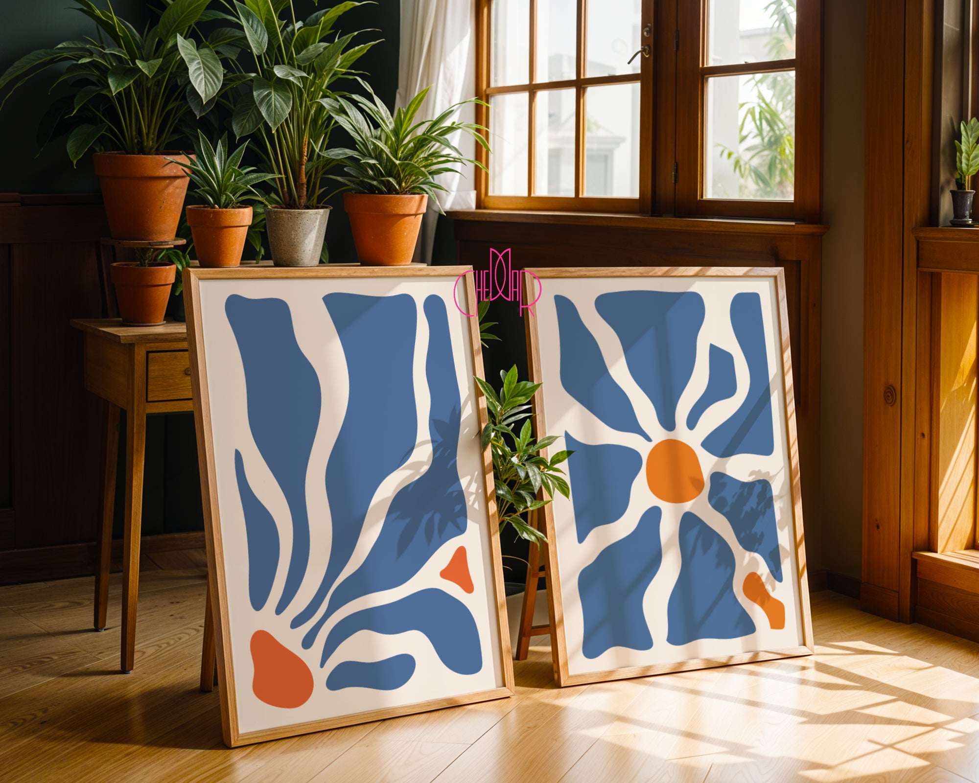 Zestaw Boho Abstract – Organiczne Formy i Śródziemnomorski Błękit