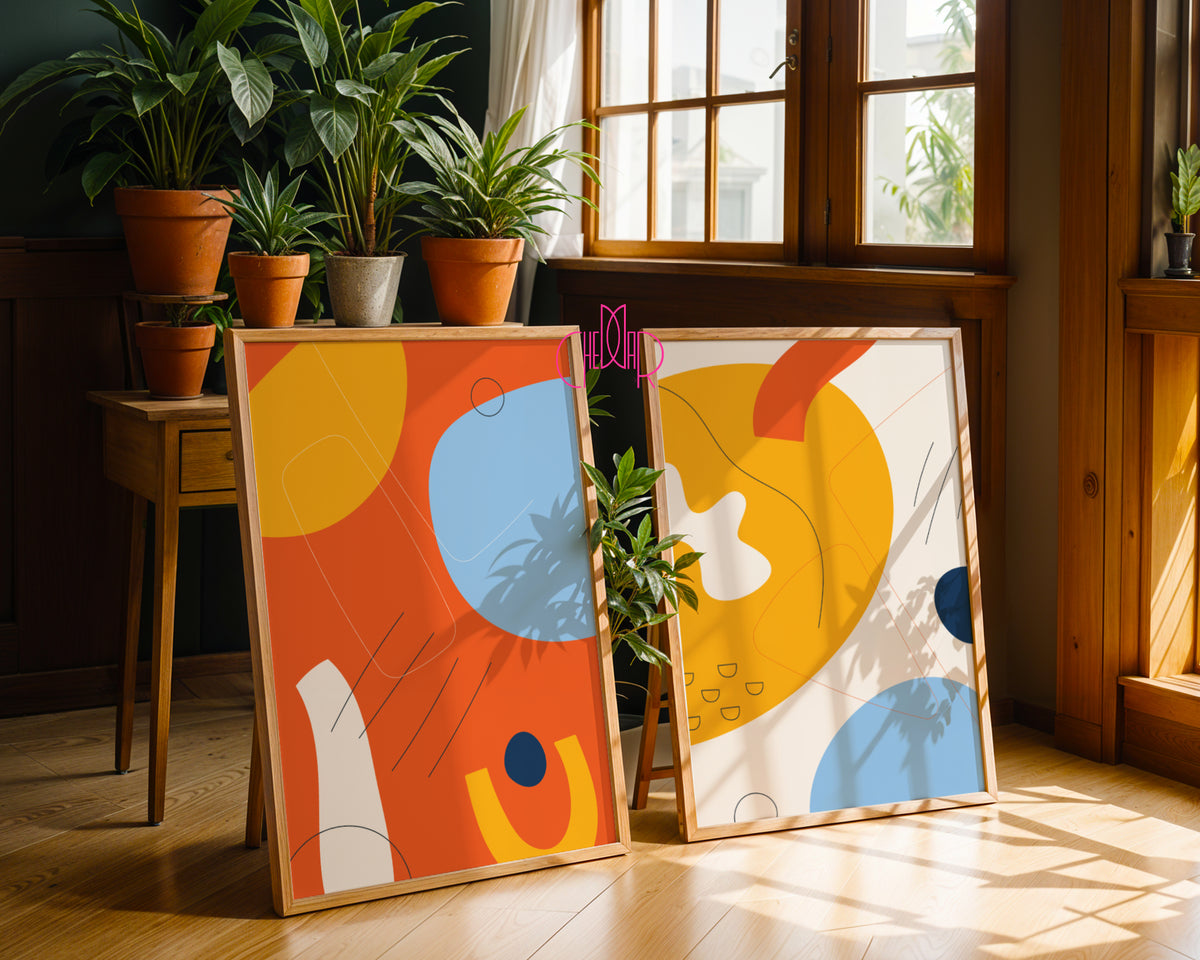 Nowoczesny Zestaw Plakatów – Organiczna Abstrakcja i Color Block