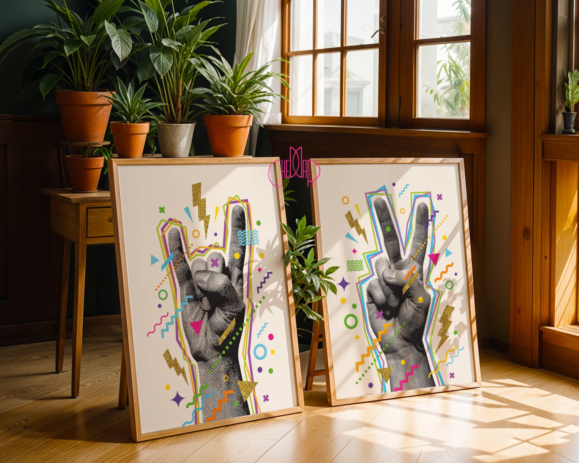Retro Pop-Art Set – Rock & Peace Gestures