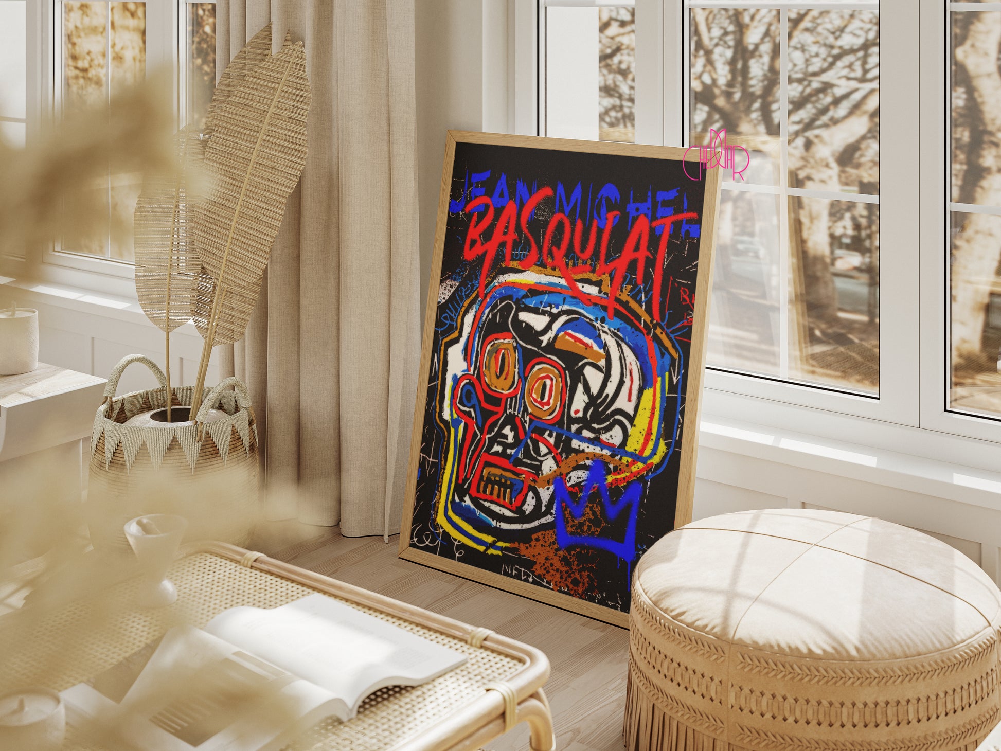 Basquiat – The Neon Skull & Blue Crown