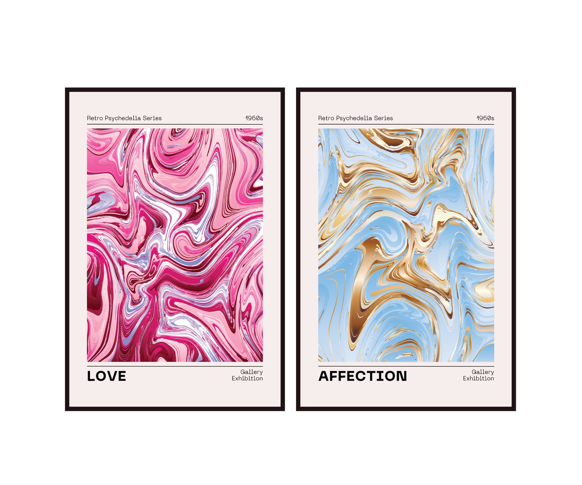 Zestaw plakatów Miłość i sympatia, sztuka abstrakcyjna, współczesna