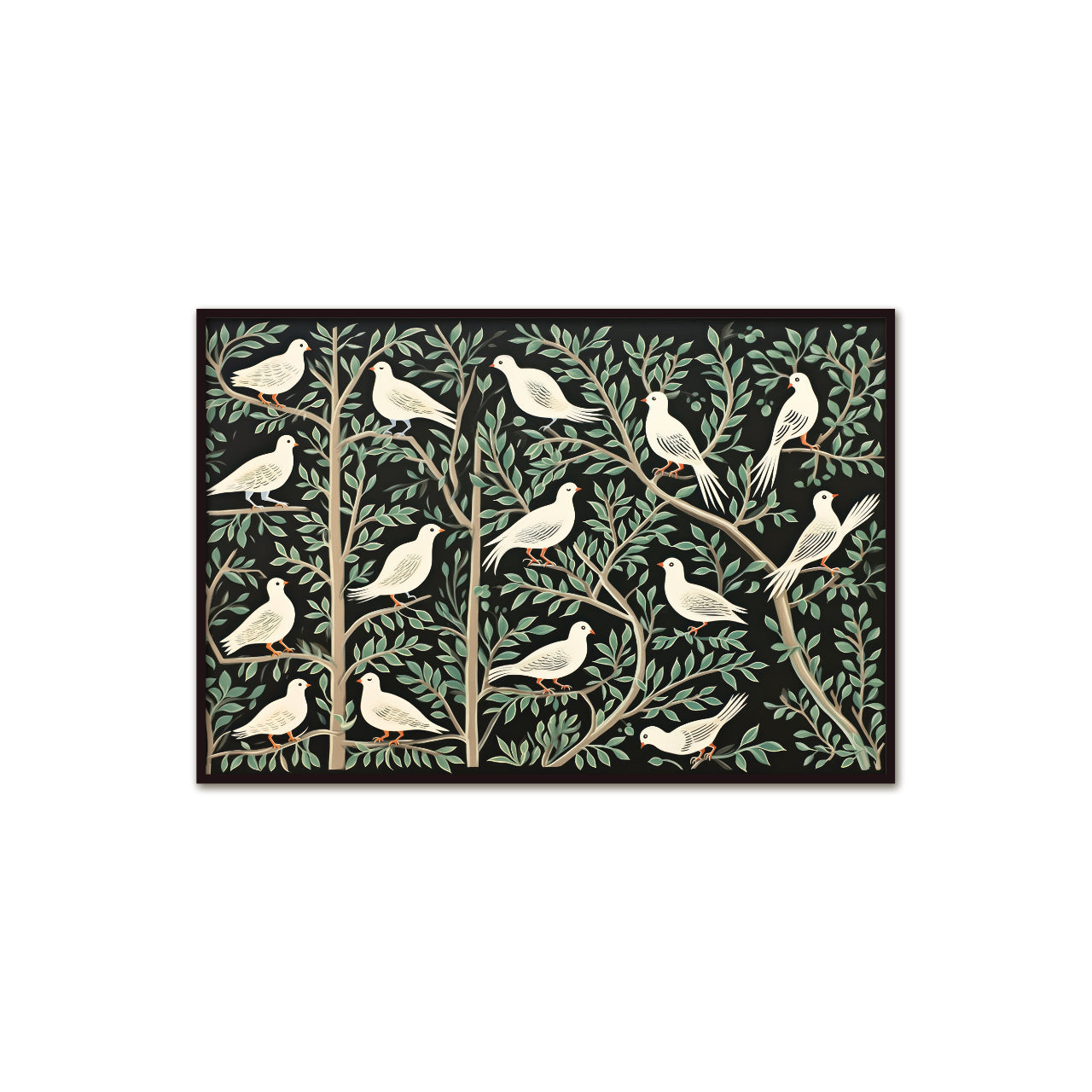 Plakat Voysey "The Birds" Grafika Ptaki Liście Vintage