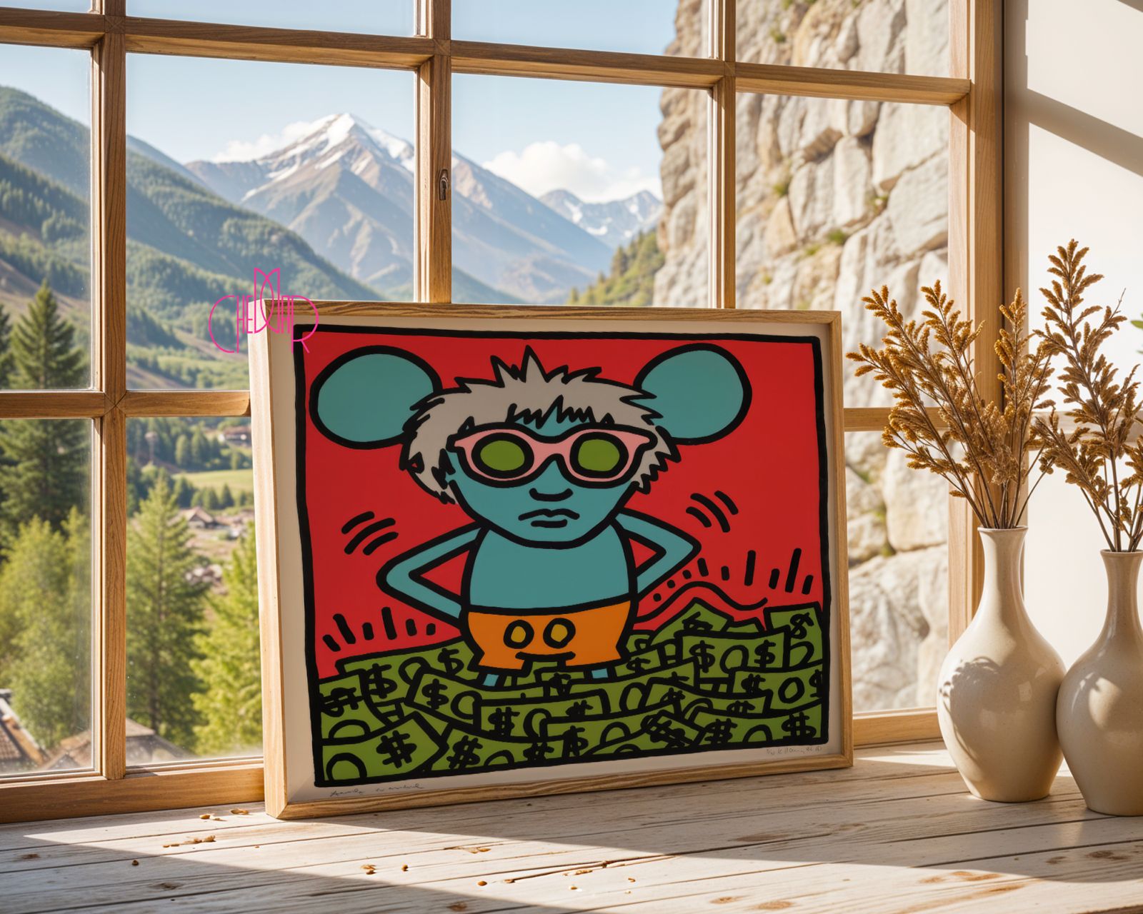 Plakat Keith Haring- Andy Mouse, pop art, sztuka współczesna