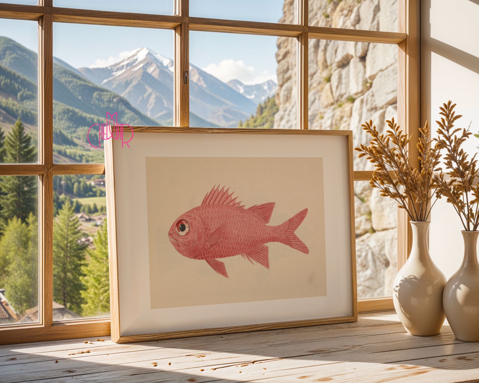 Plakat Czerwona Ryba Luigi Balugani Grafika Morska, vintage