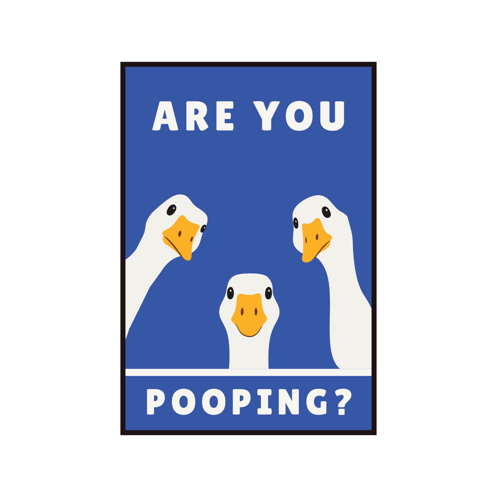 Zabawny plakat "Are You Pooping?" z gęsiami