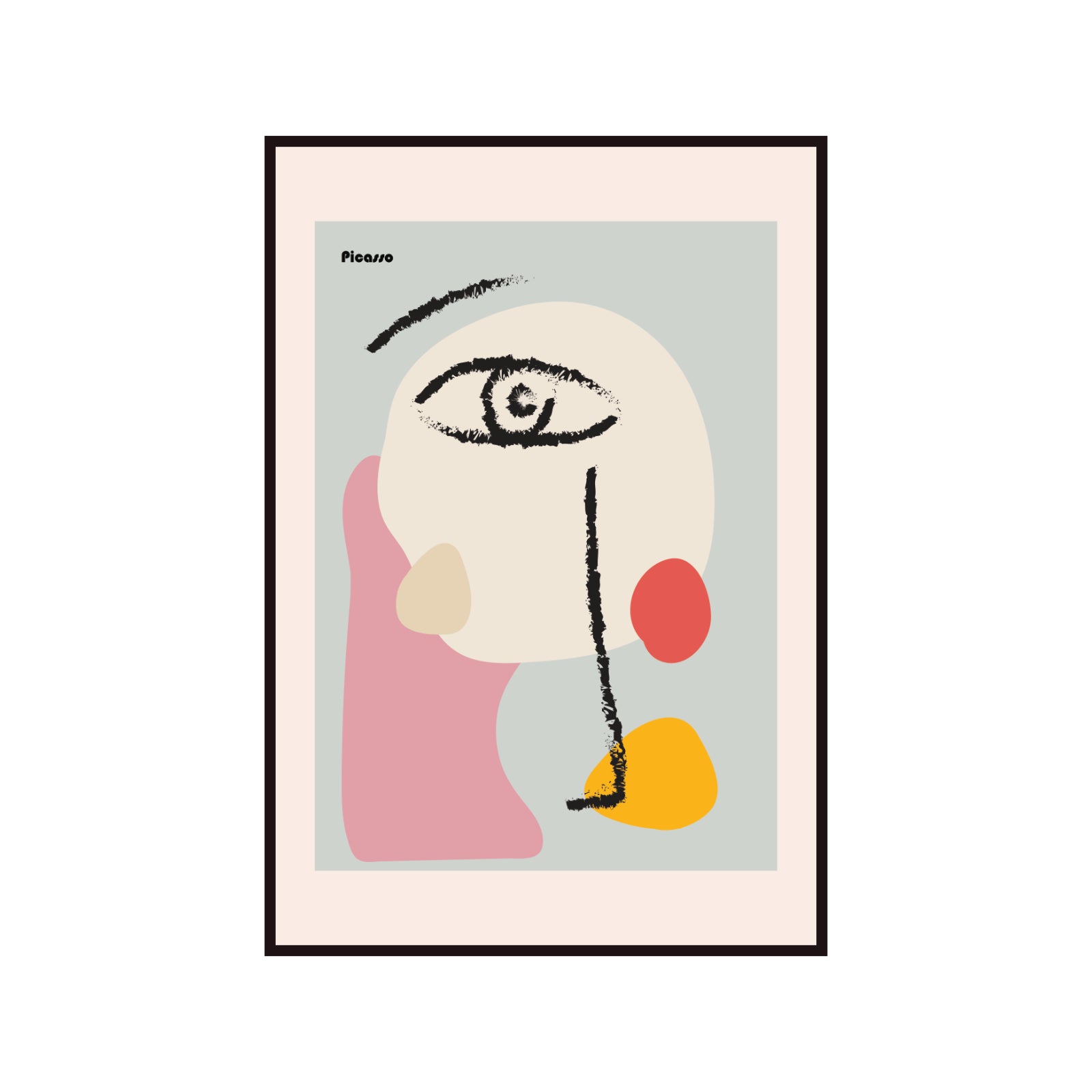 Pablo Picasso – Abstract Face Line Art & Pastel Shapes
