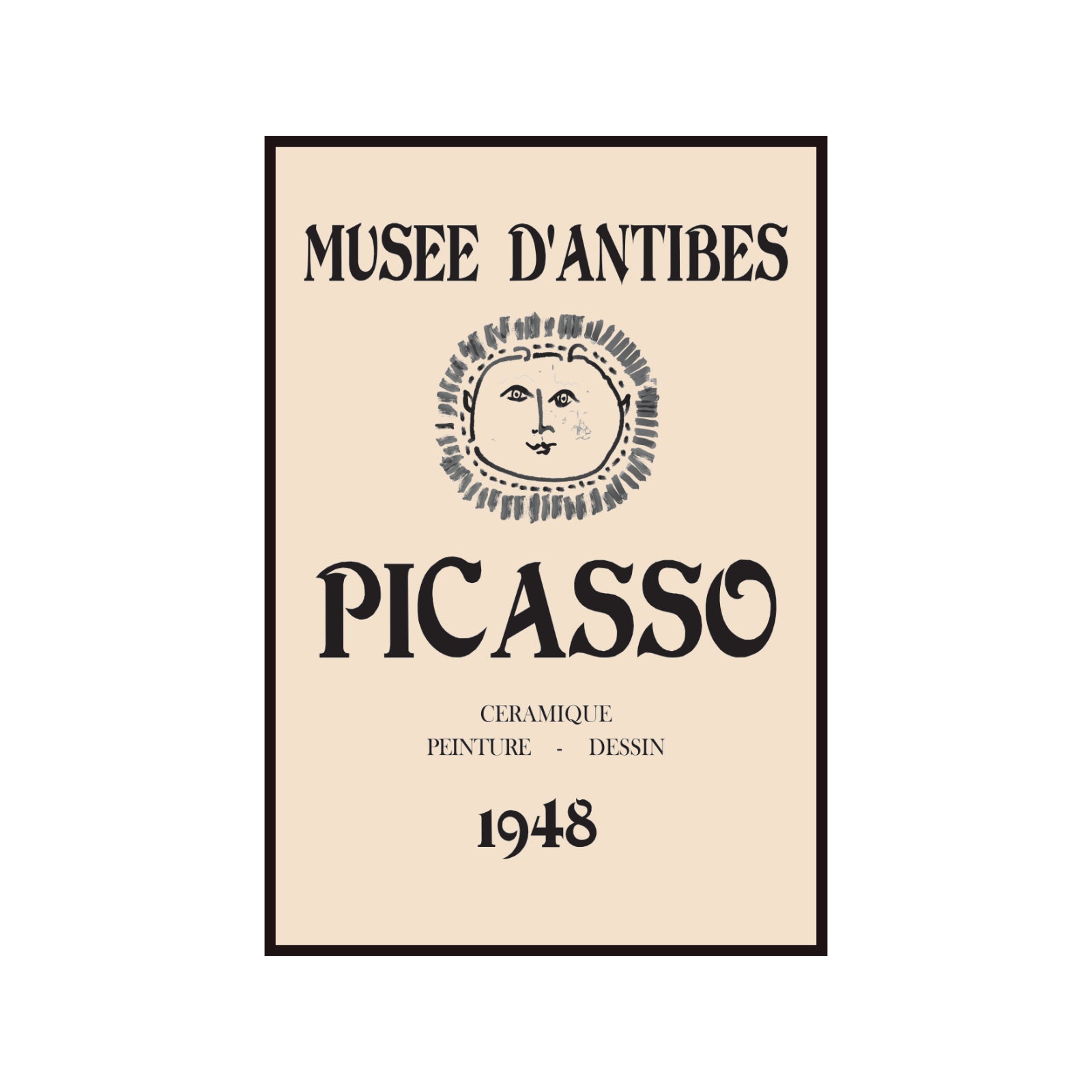 Pablo Picasso – Musée d'Antibes 1948 Ceramic Sun Exhibition Poster