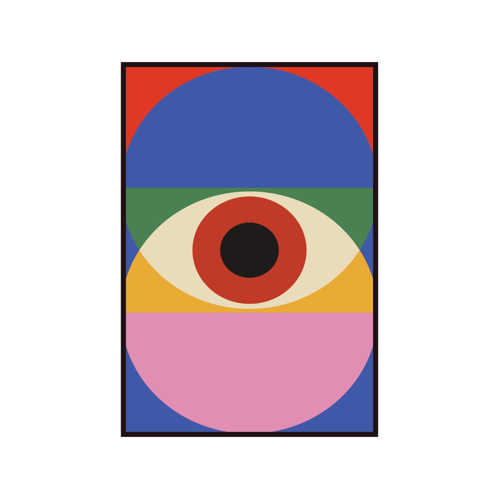 Plakat Bauhaus kolorowe koła na niebiesko-czerwonym tle, sztuka współczensa