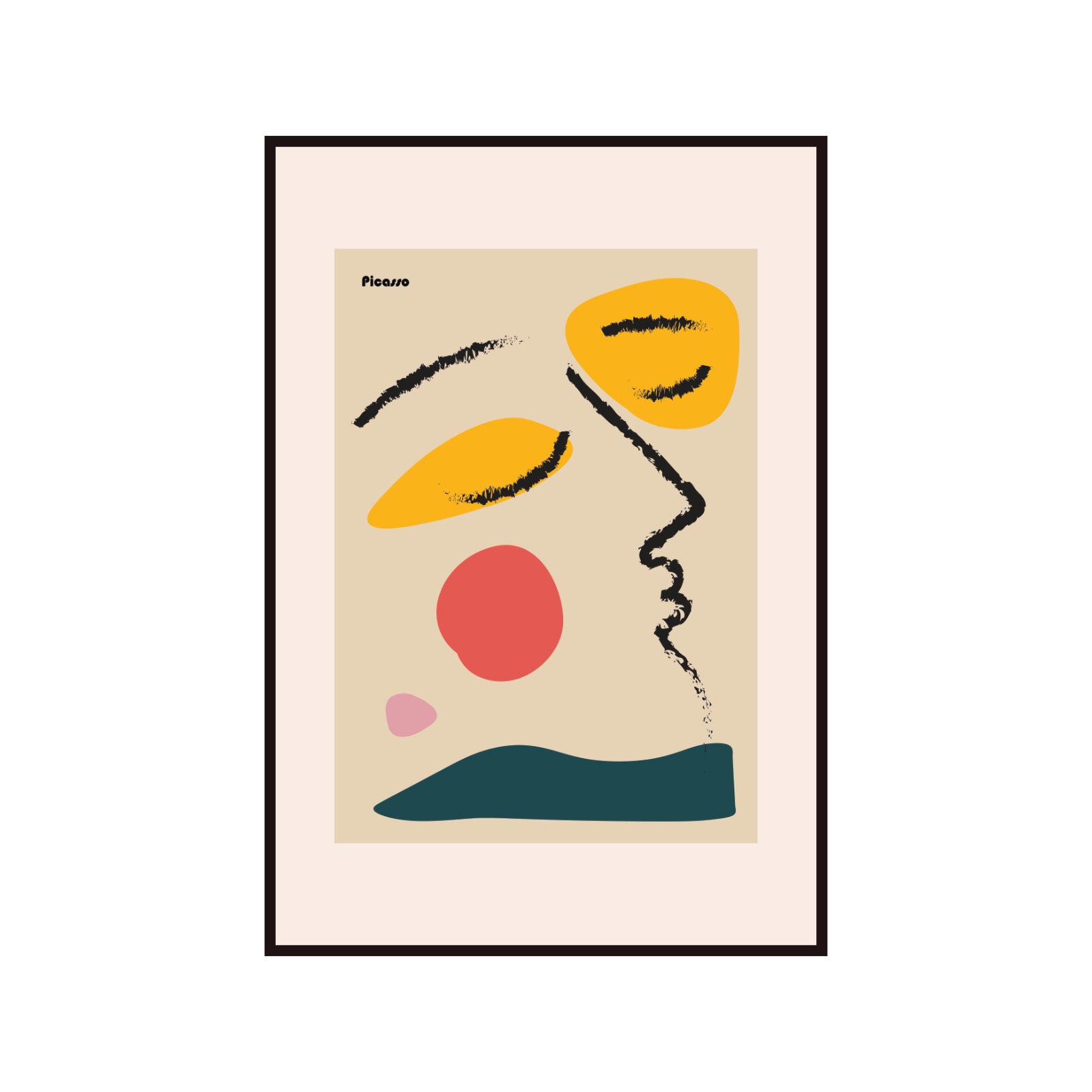 Pablo Picasso – Minimalist Abstract Profile & Warm Shapes